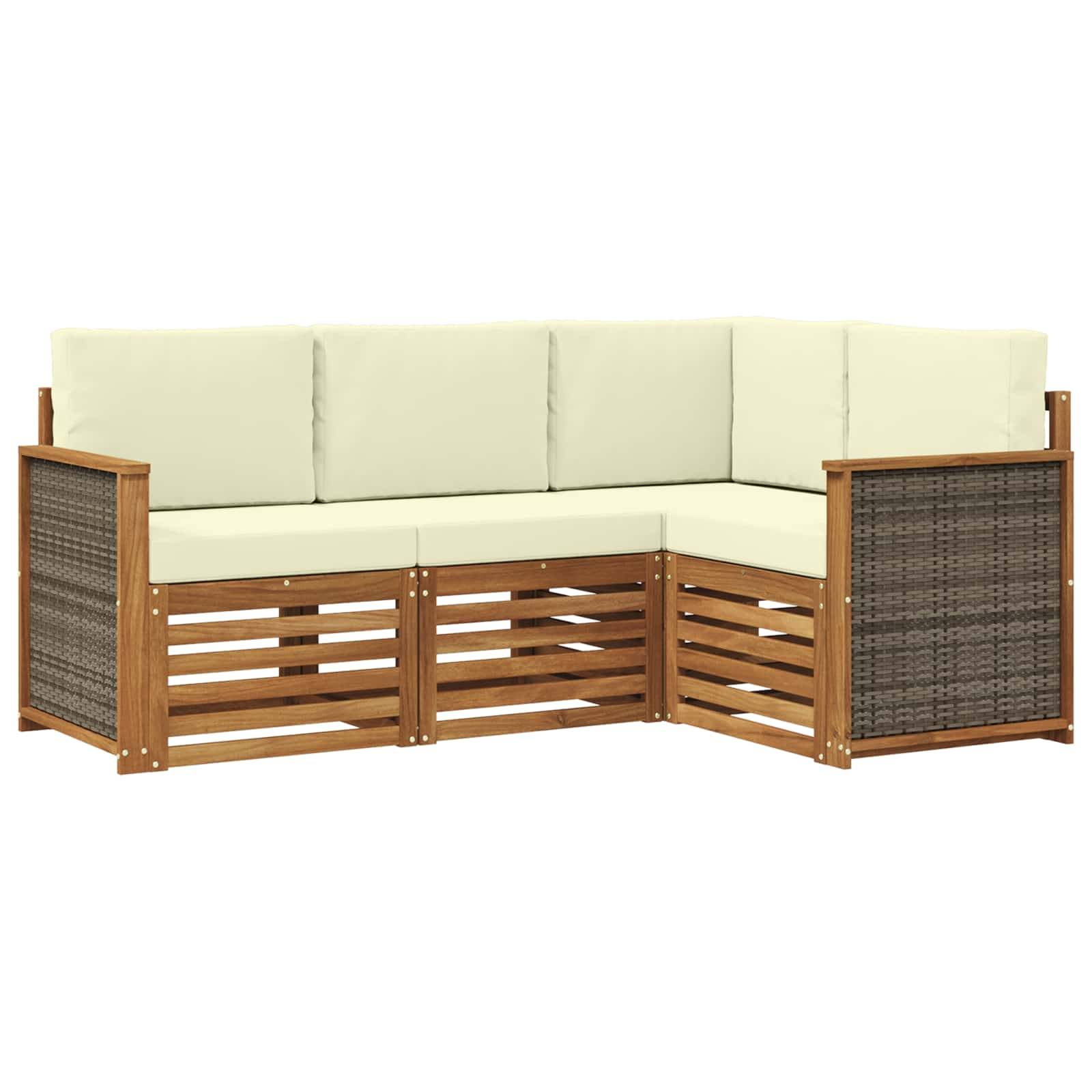 vidaXL Sofagarnituren mit Kissen 4 pcs Massivholz Akazie