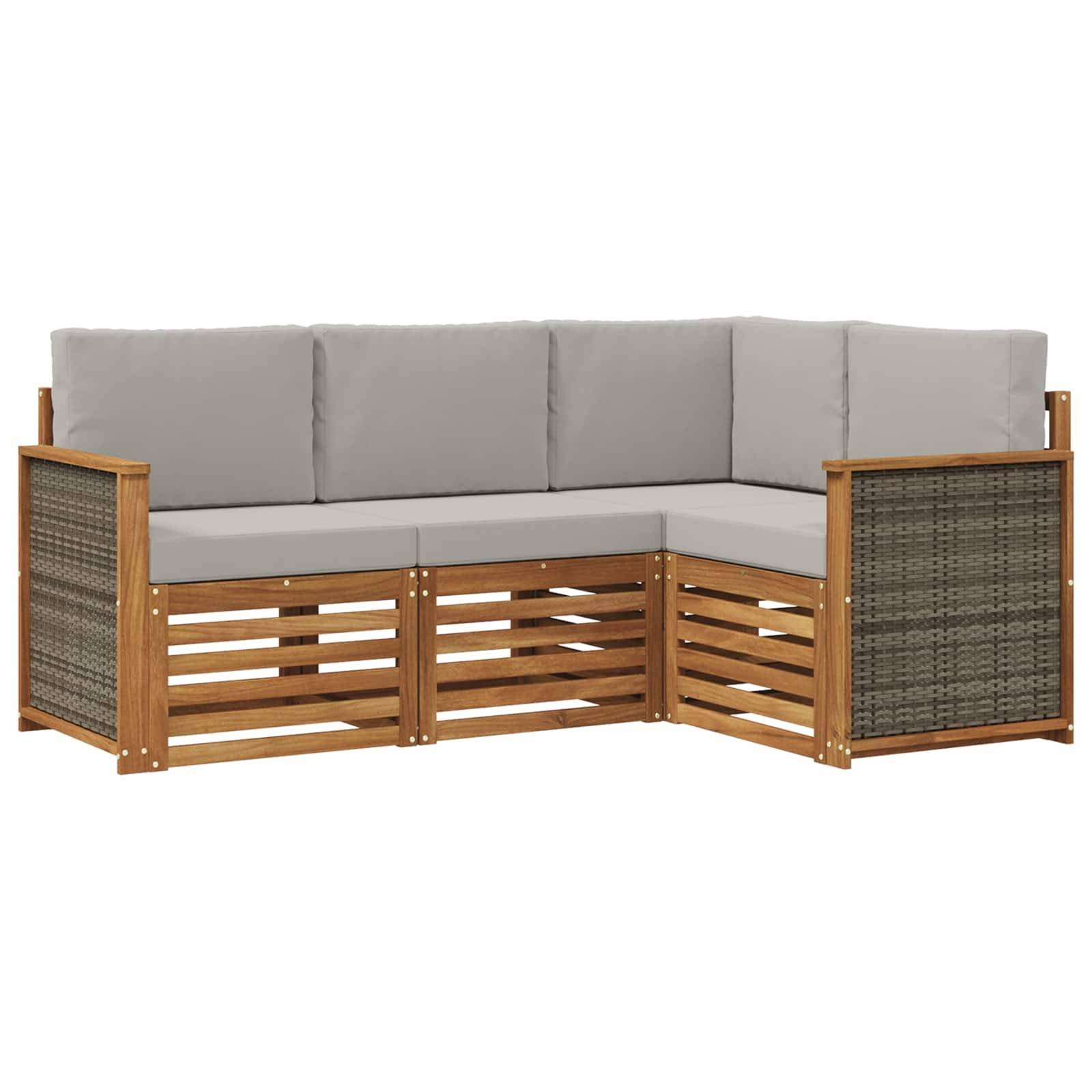 vidaXL Sofagarnituren mit Kissen 4 pcs Massivholz Akazie