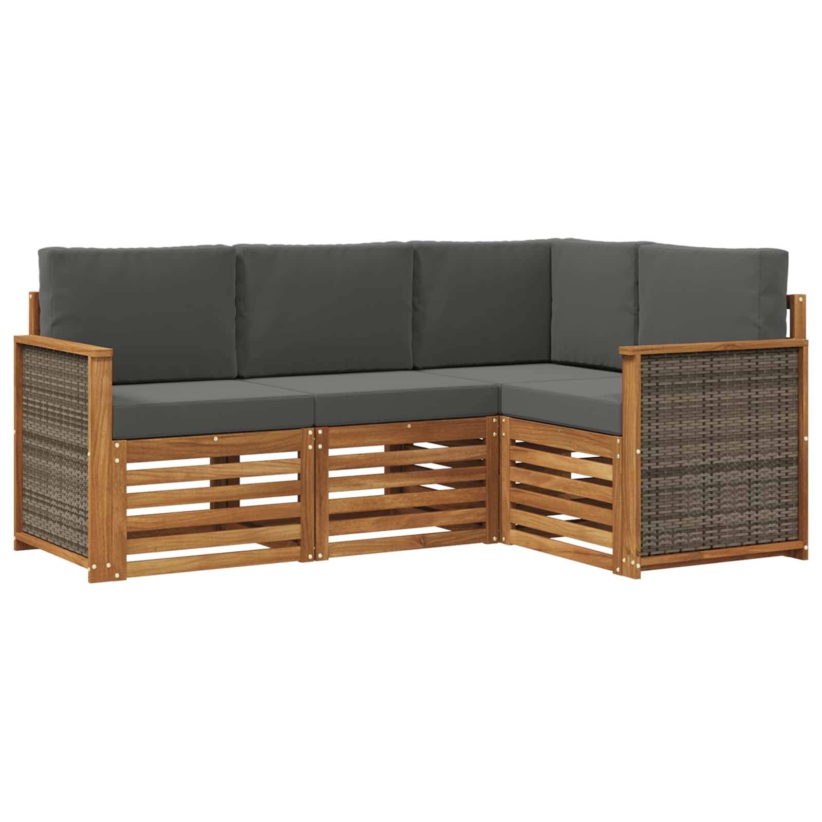 vidaXL Sofagarnituren mit Kissen 4 pcs Massivholz Akazie