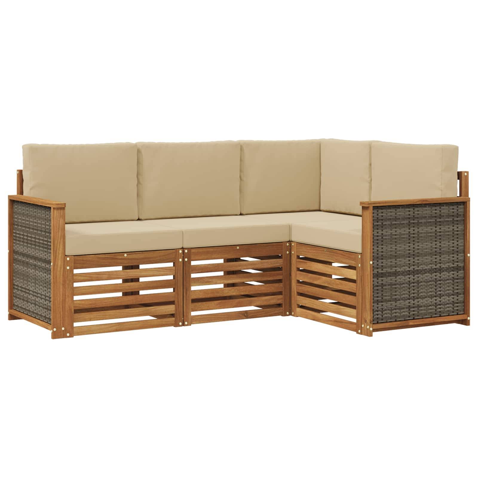 vidaXL Sofagarnituren mit Kissen 4 pcs Massivholz Akazie
