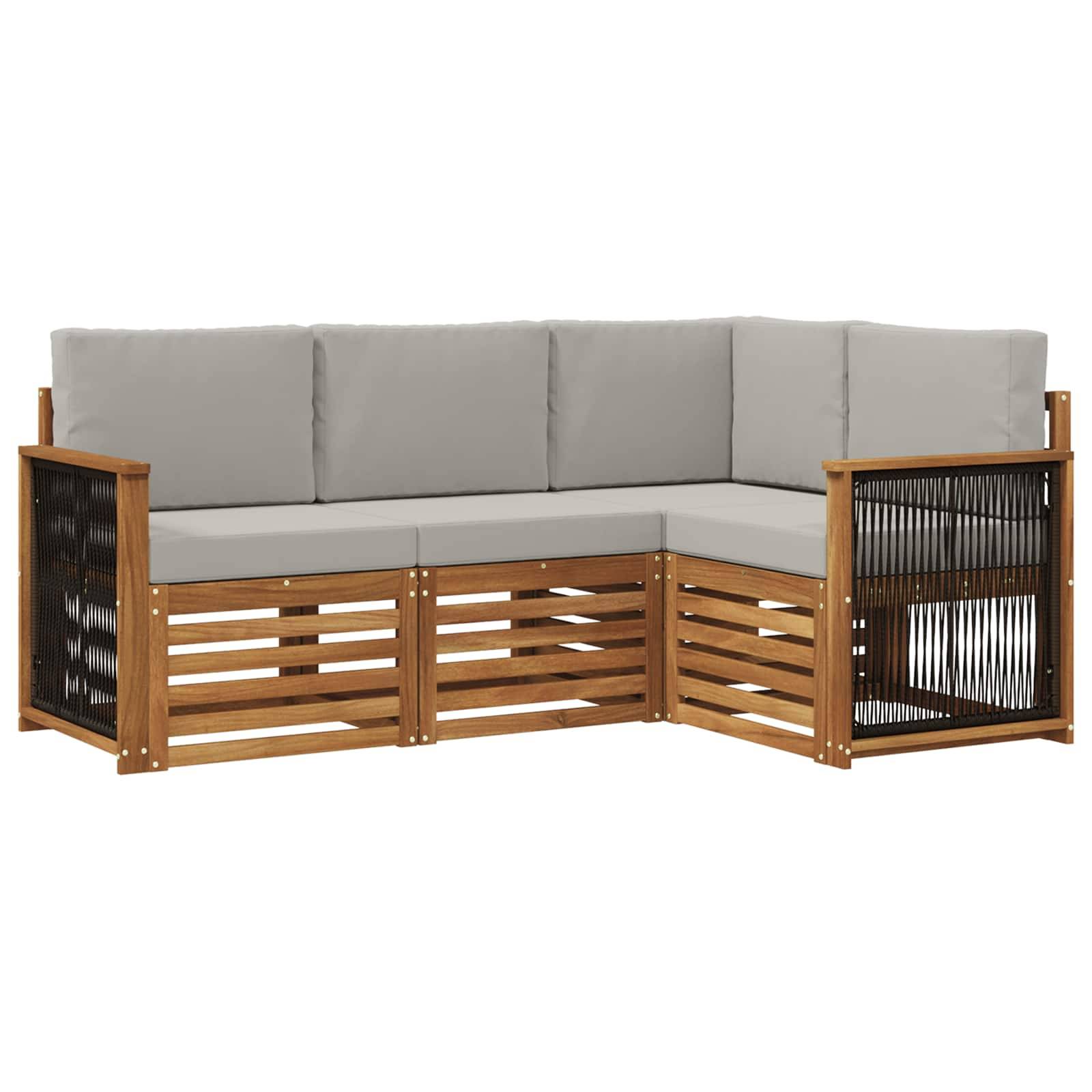 vidaXL Sofagarnituren mit Kissen 4 pcs Massivholz Akazie
