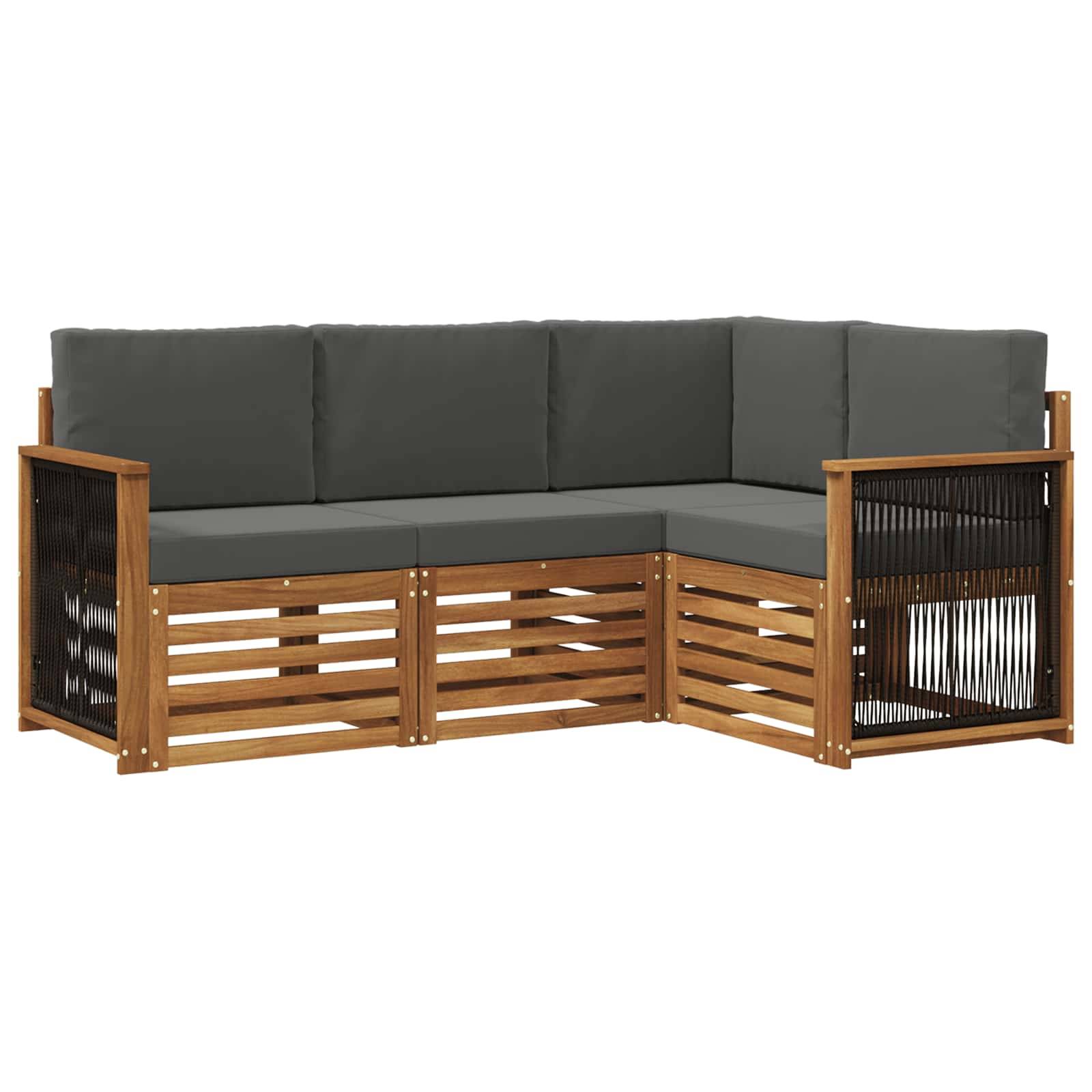 vidaXL Sofagarnituren mit Kissen 4 pcs Massivholz Akazie