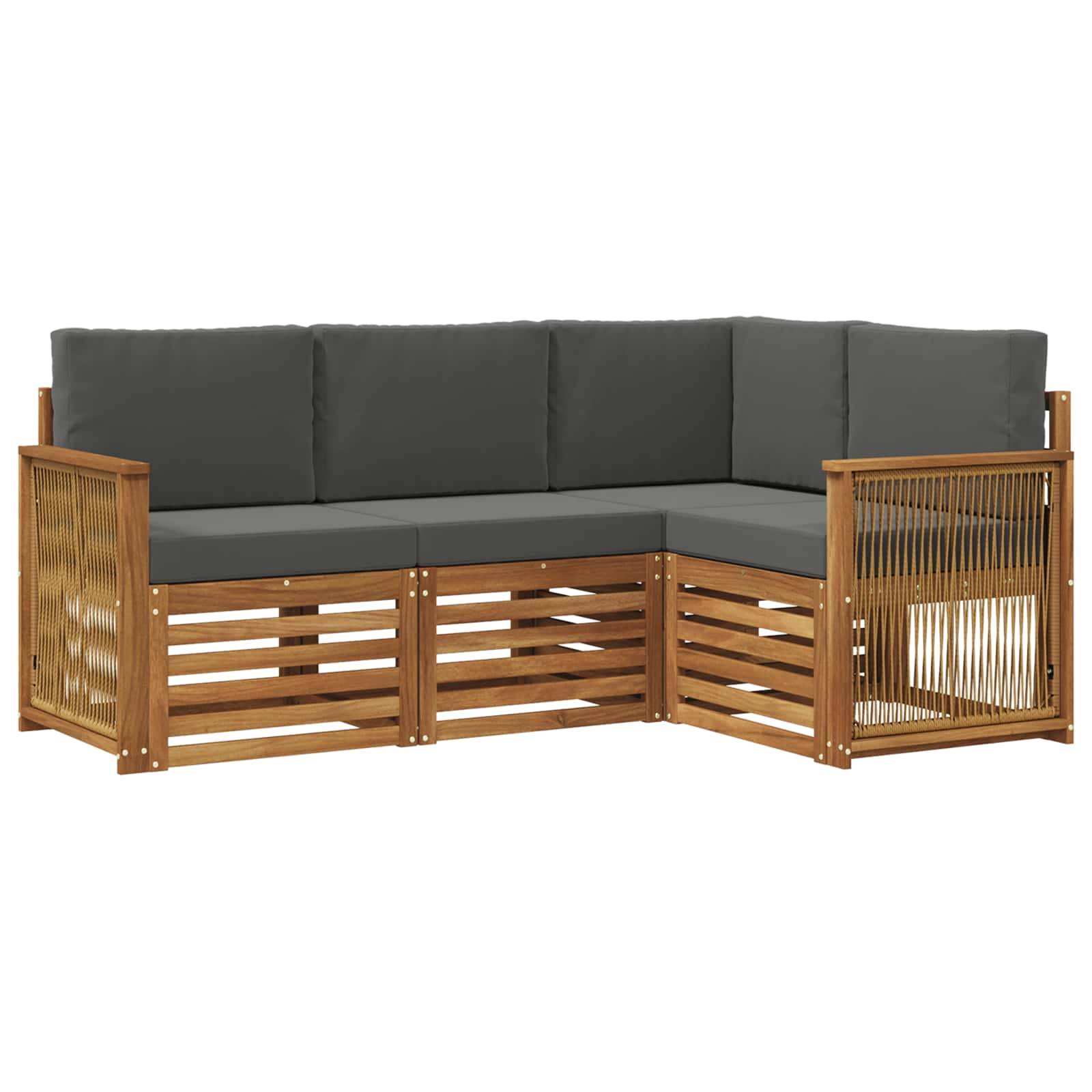 vidaXL Sofagarnituren mit Kissen 4 pcs Massivholz Akazie