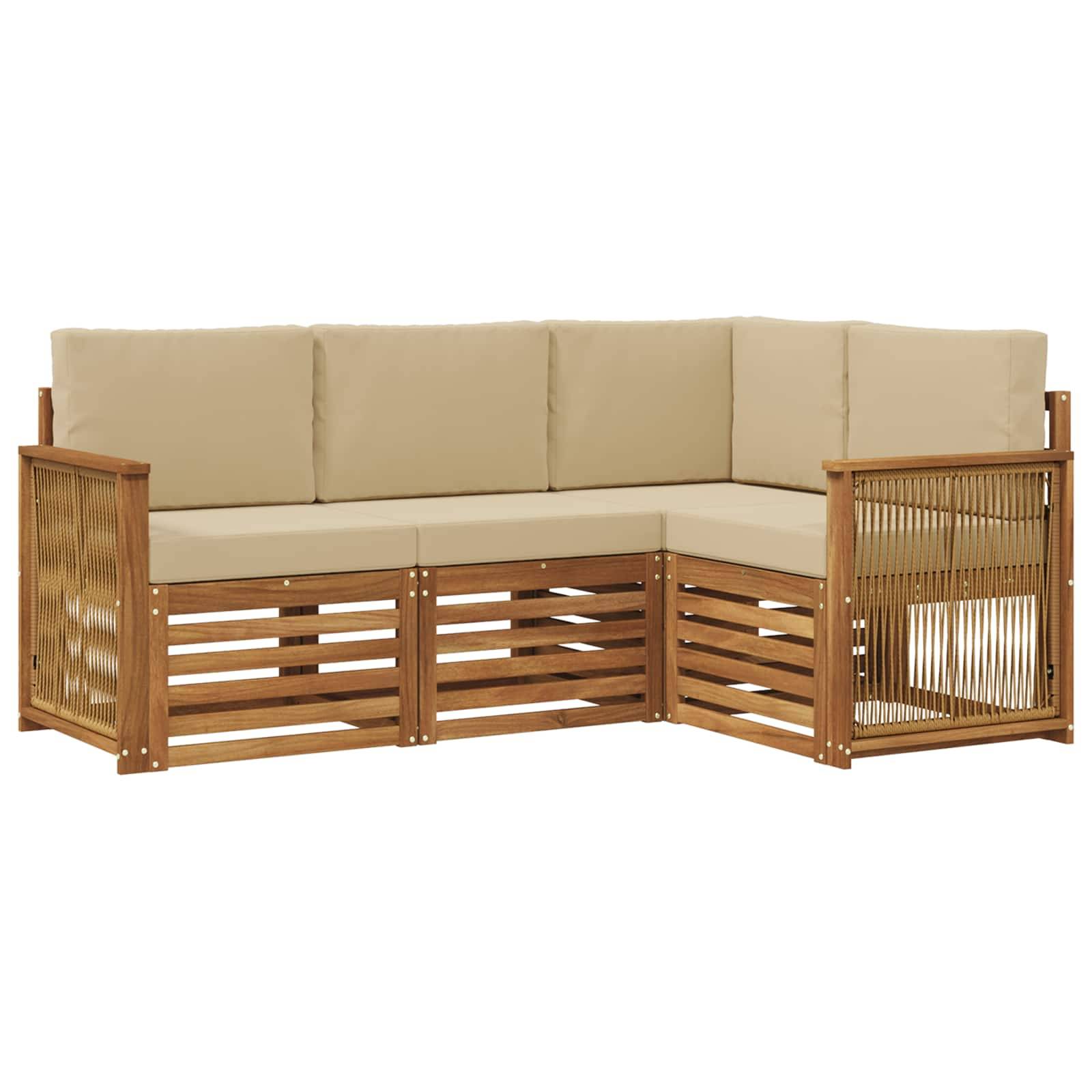 vidaXL Sofagarnituren mit Kissen 4 pcs Massivholz Akazie