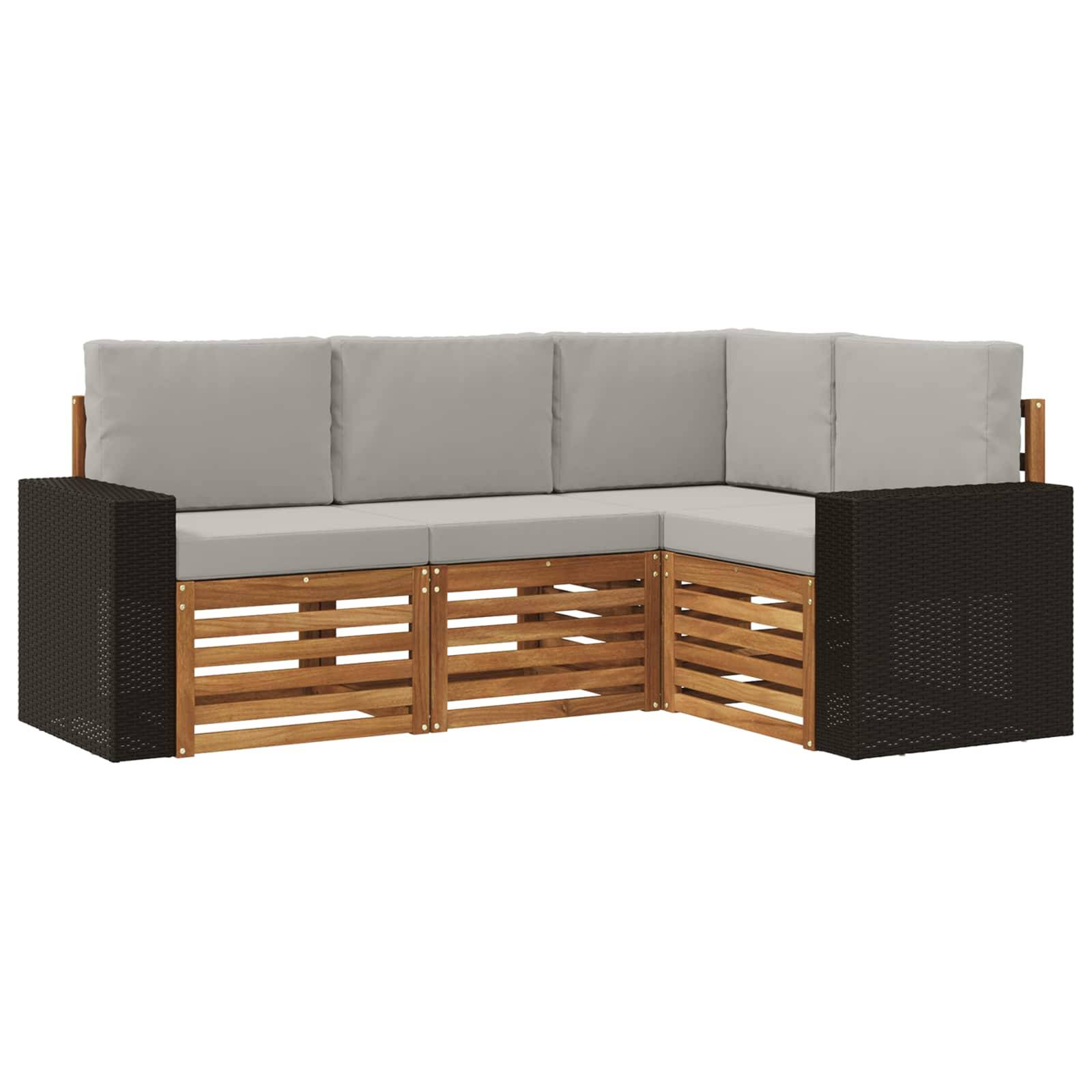 vidaXL Sofagarnituren mit Kissen 4 pcs Massivholz Akazie