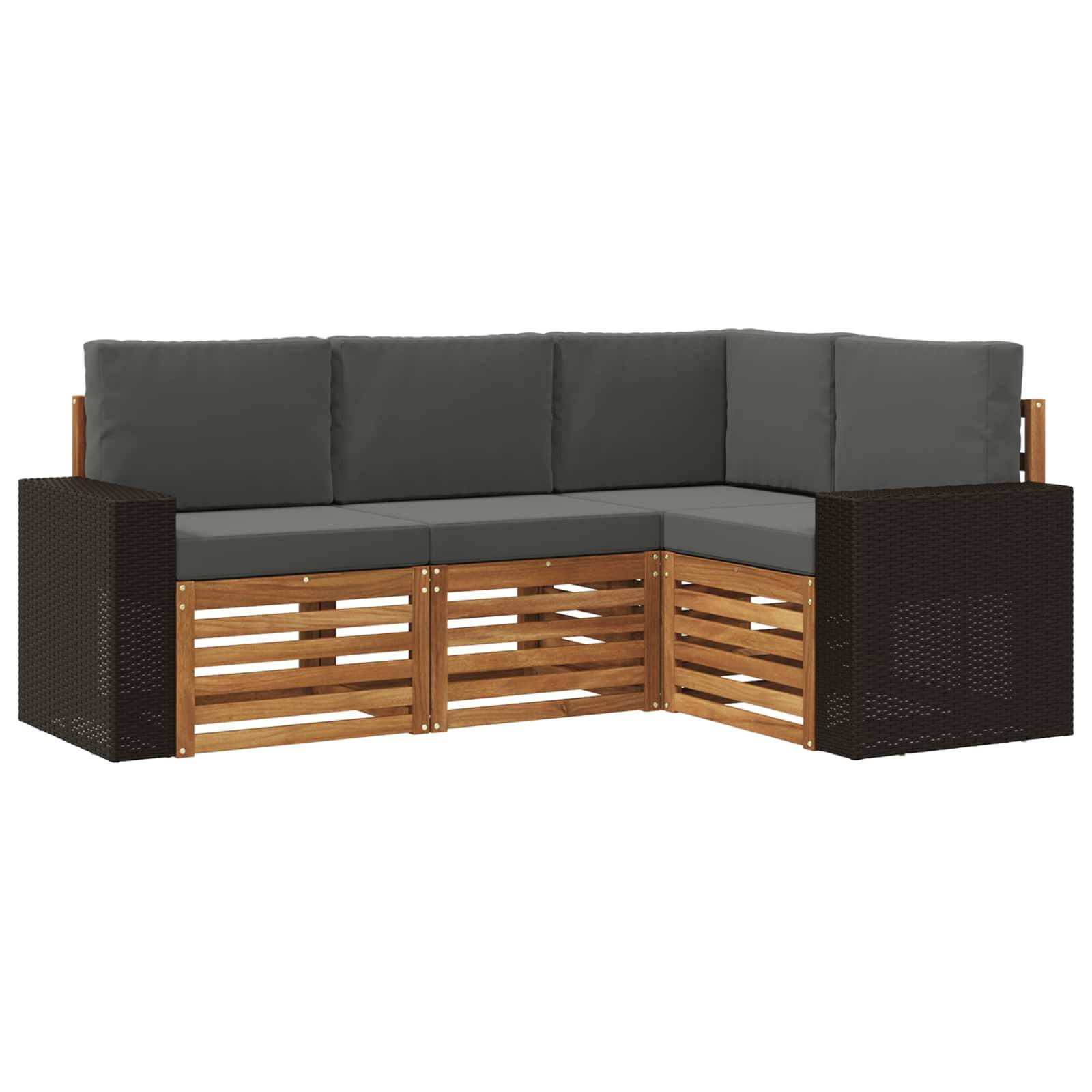 vidaXL Sofagarnituren mit Kissen 4 pcs Massivholz Akazie