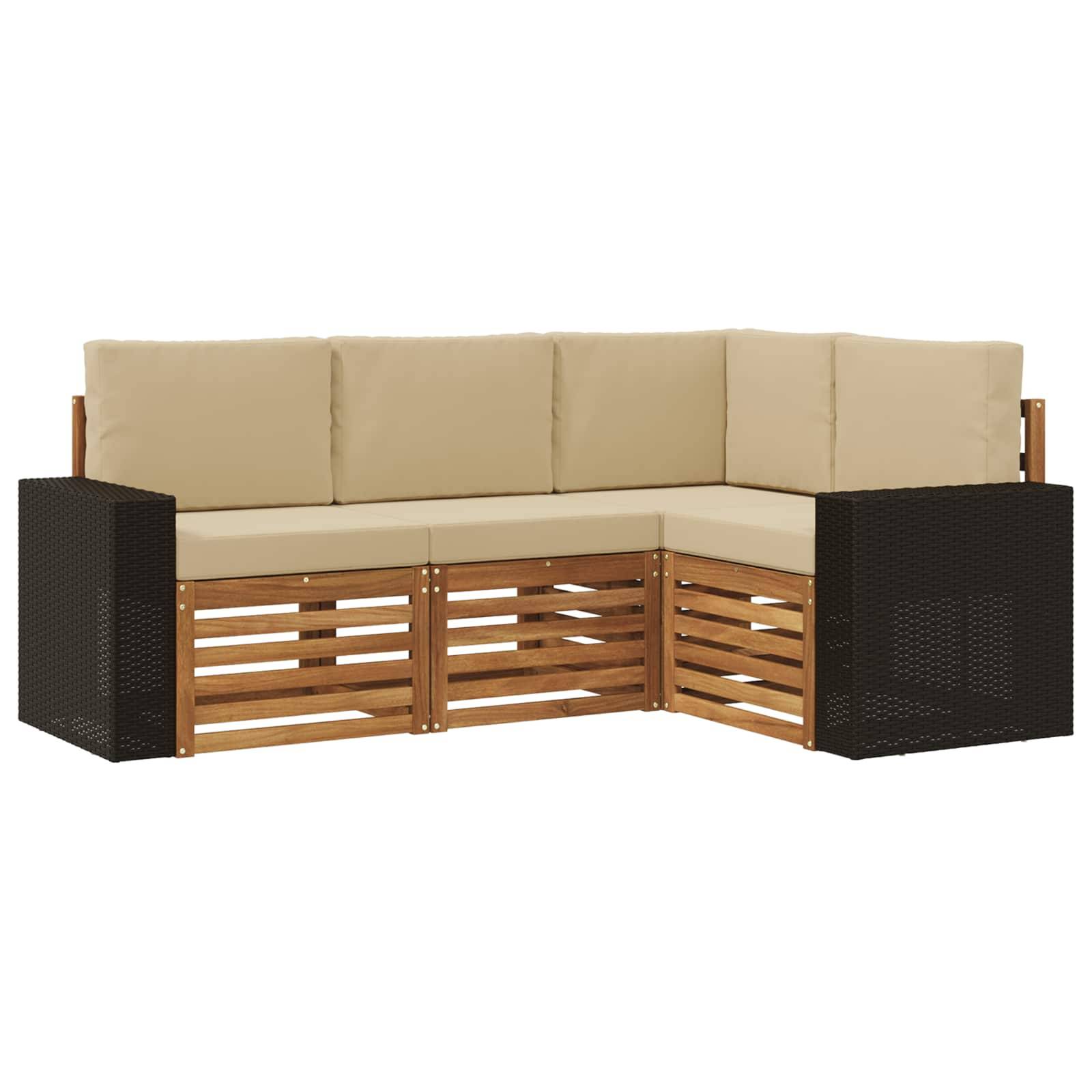 vidaXL Sofagarnituren mit Kissen 4 pcs Massivholz Akazie