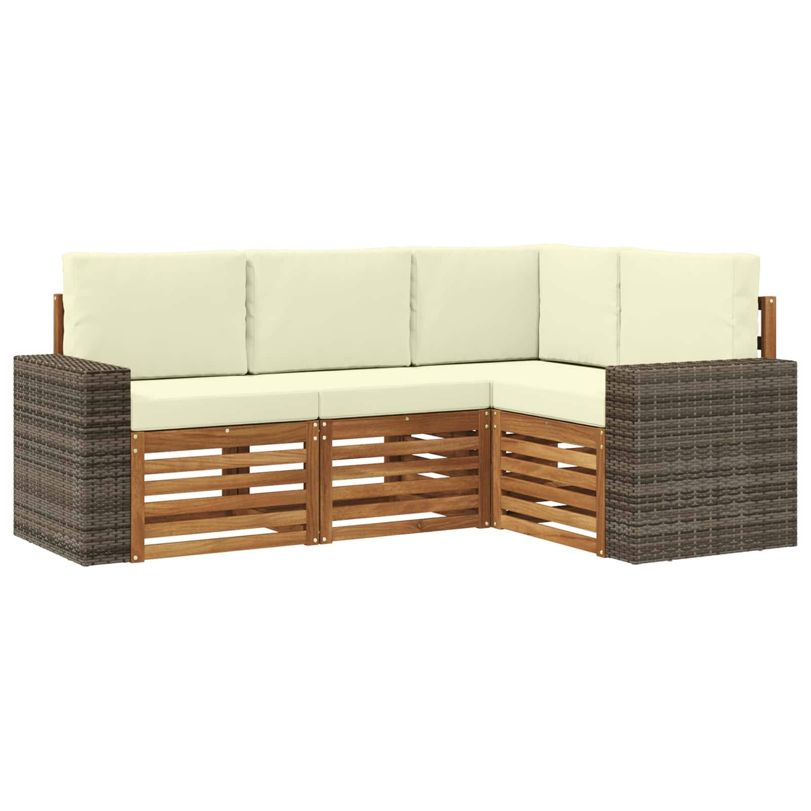 vidaXL Sofagarnituren mit Kissen 4 pcs Massivholz Akazie