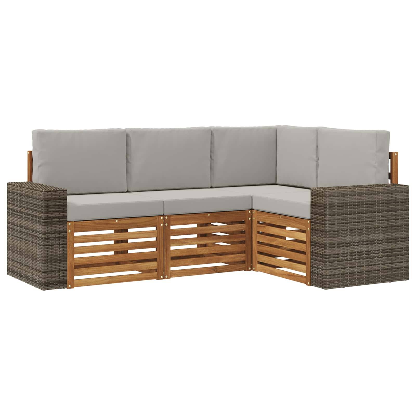 vidaXL Sofagarnituren mit Kissen 4 pcs Massivholz Akazie