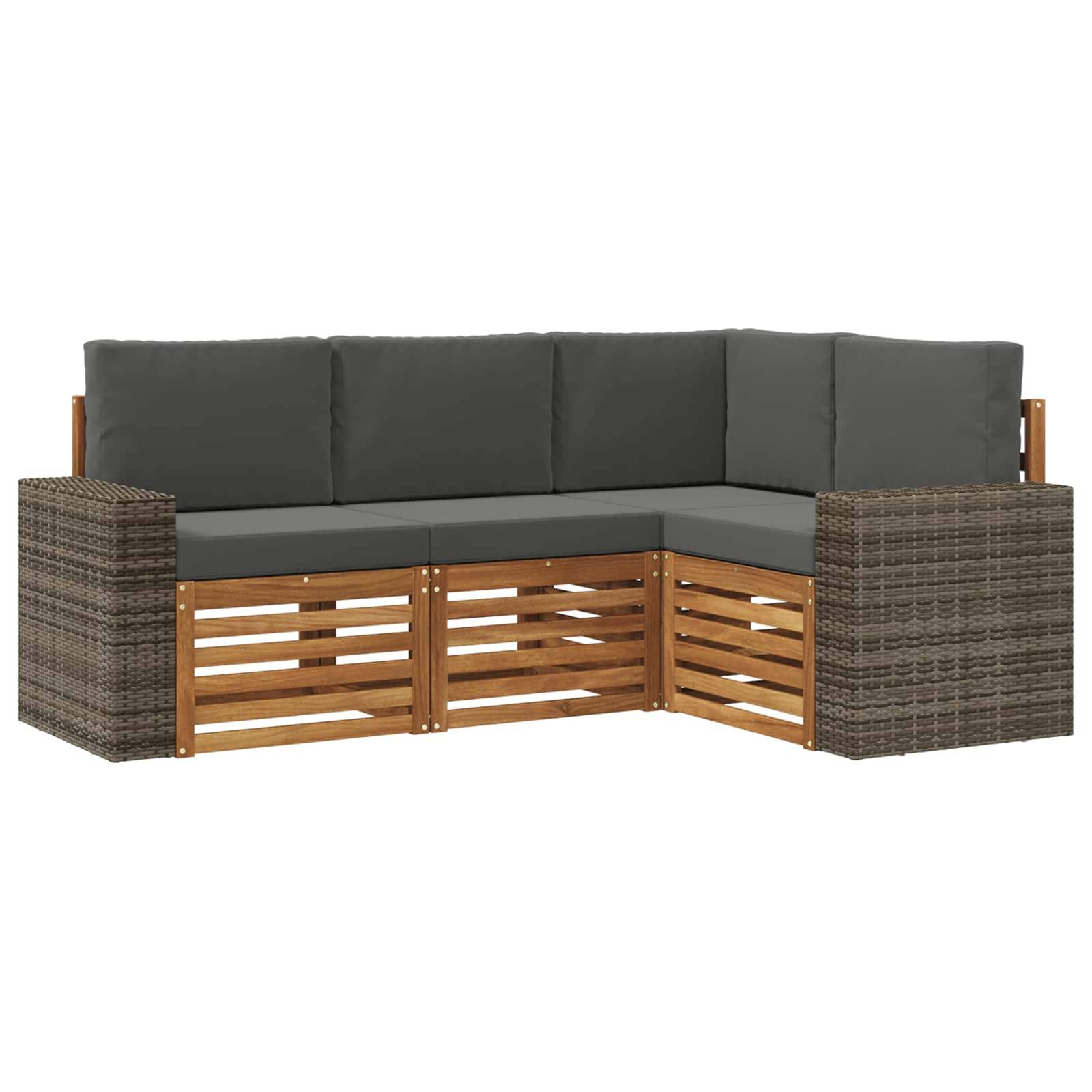 vidaXL Sofagarnituren mit Kissen 4 pcs Massivholz Akazie