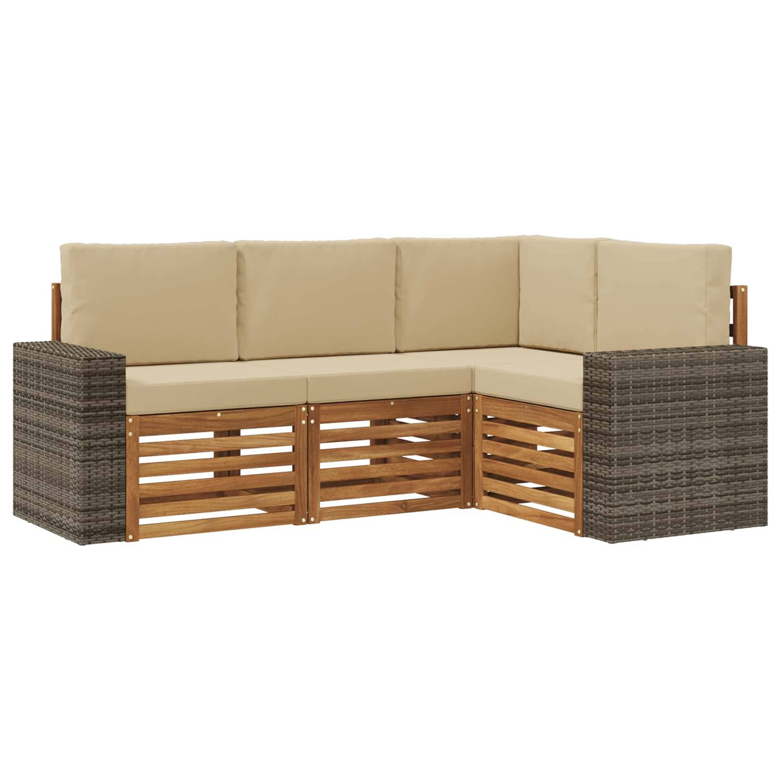 vidaXL Sofagarnituren mit Kissen 4 pcs Massivholz Akazie