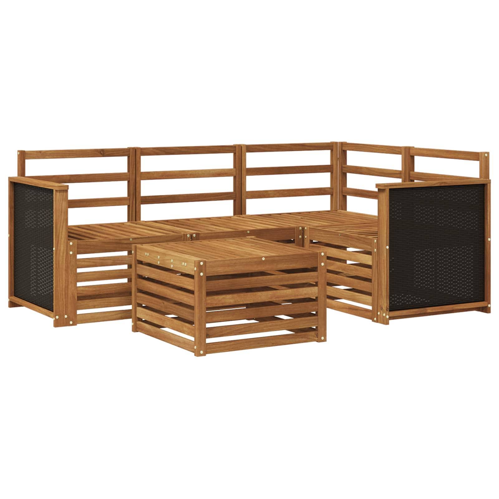 vidaXL Outdoor-Sofagarnitur 5 pcs Natur 59 x 59 x 37 cm Polyester