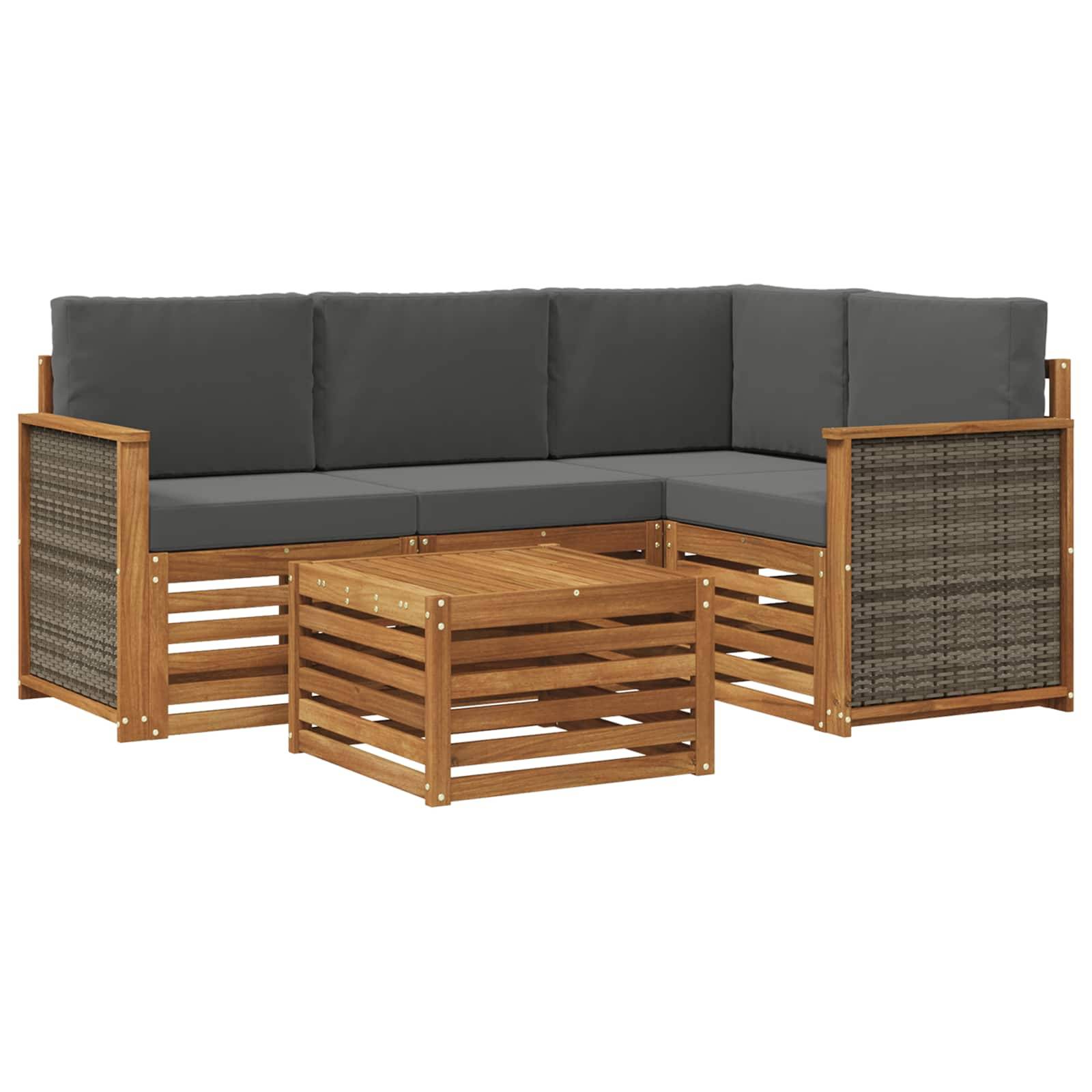 vidaXL Outdoor-Sofagarnitur 5 pcs Natur und Anthrazit 59 x 59 x 37 cm