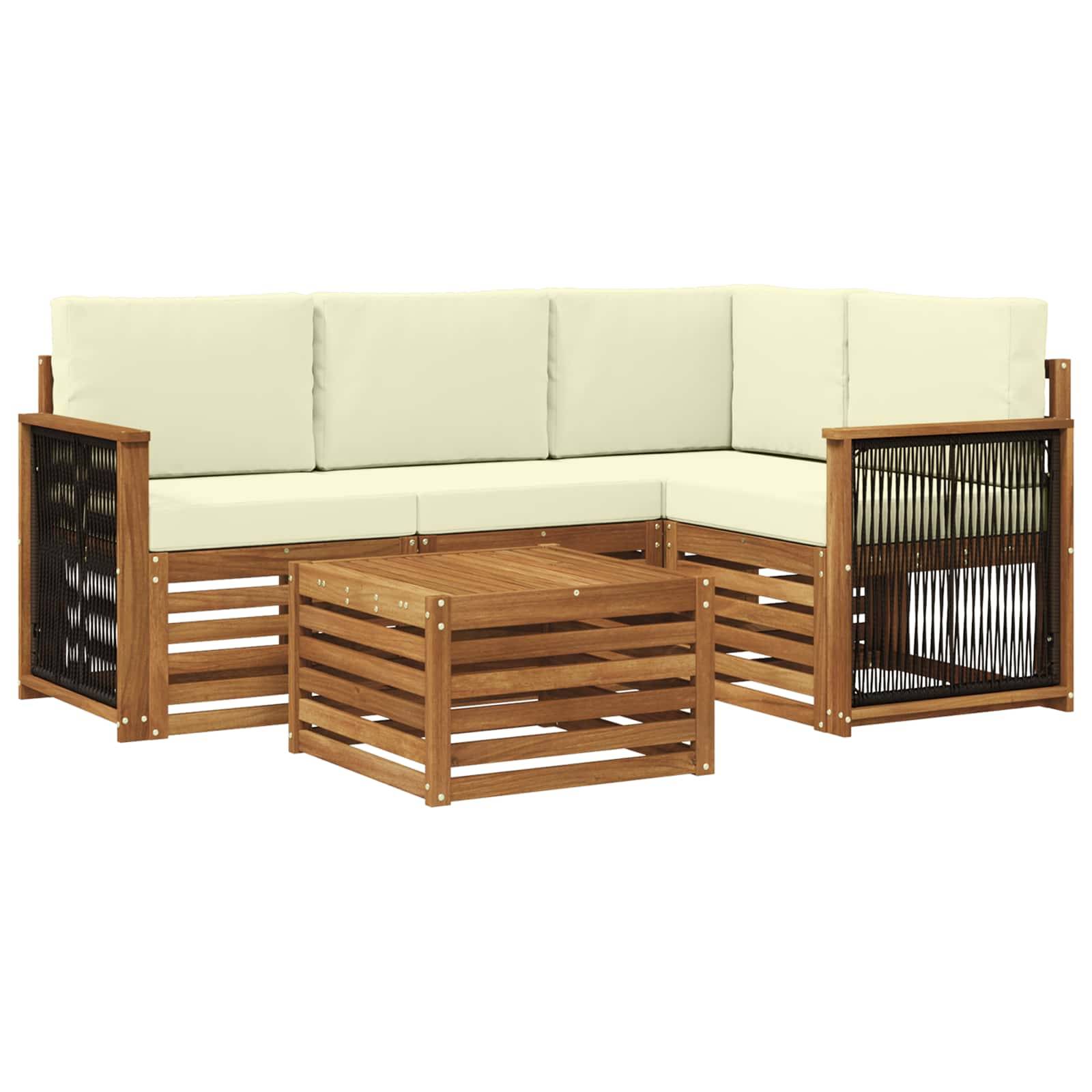 vidaXL Outdoor-Sofagarnitur 5 pcs Natur und Creme 59 x 59 x 37 cm