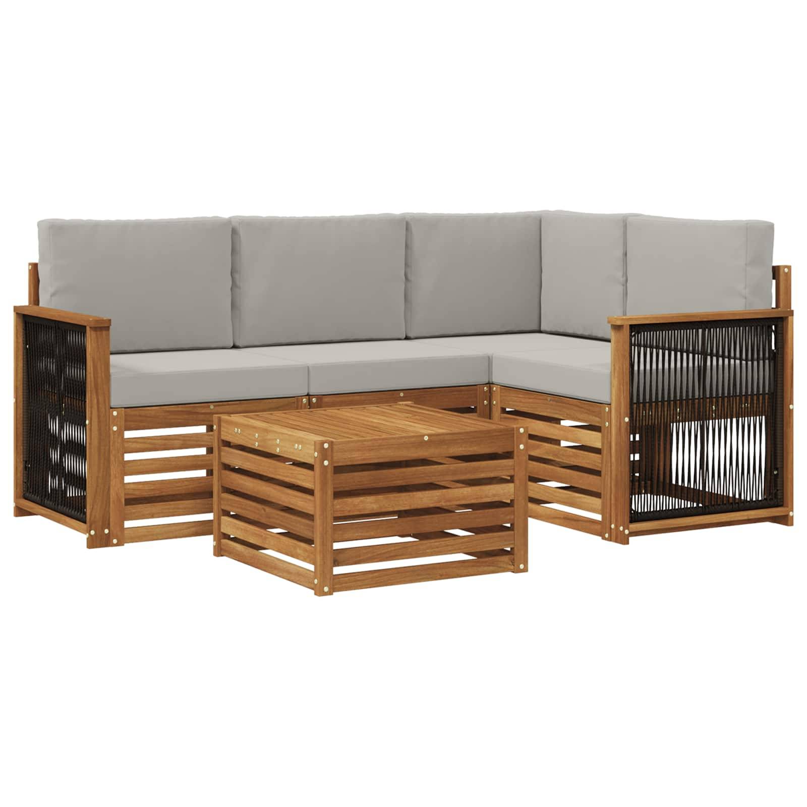 vidaXL Outdoor-Sofagarnitur 5 pcs Natürlich und Hellgrau