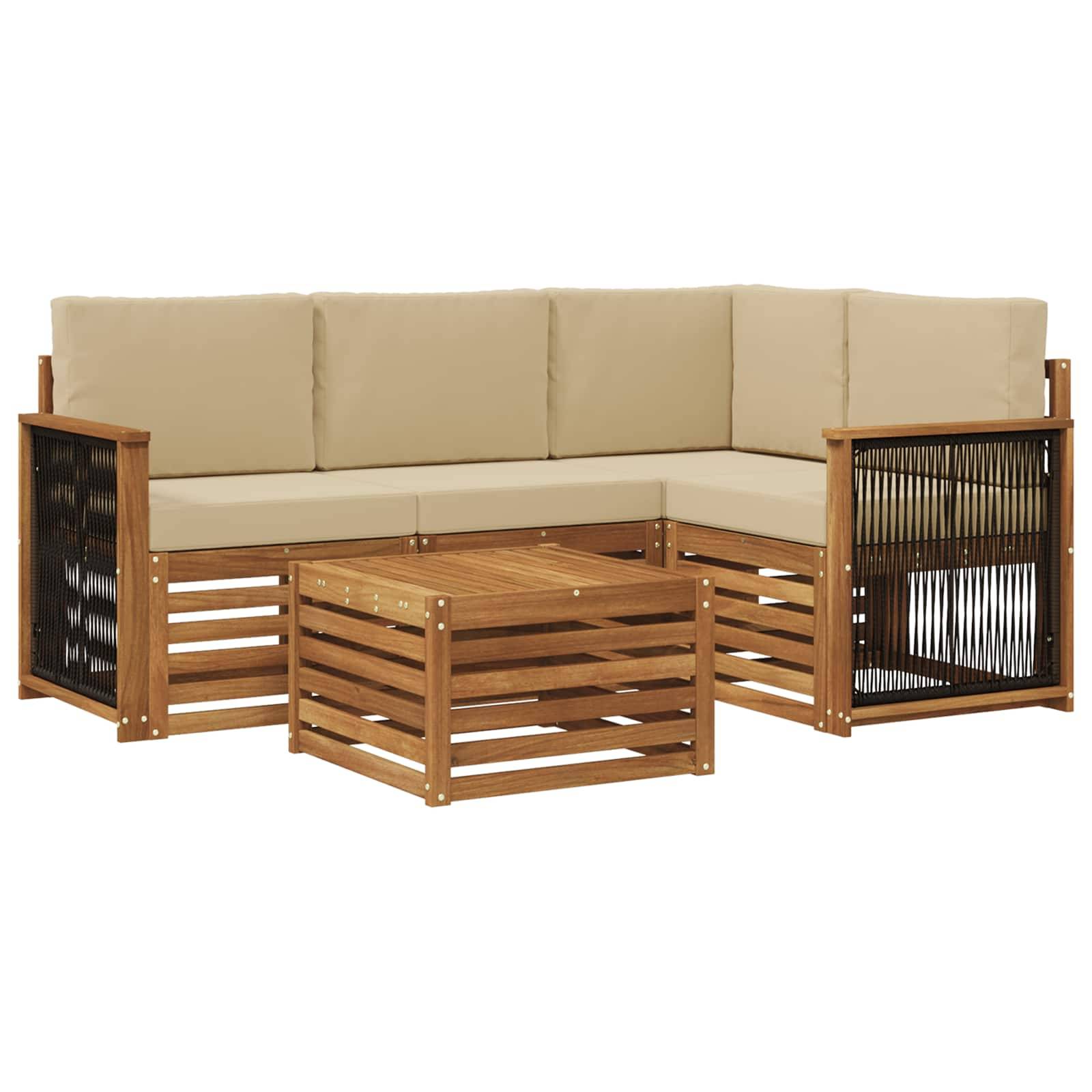 vidaXL Outdoor-Sofagarnitur 5 pcs Natur und Beige 59 x 59 x 37 cm