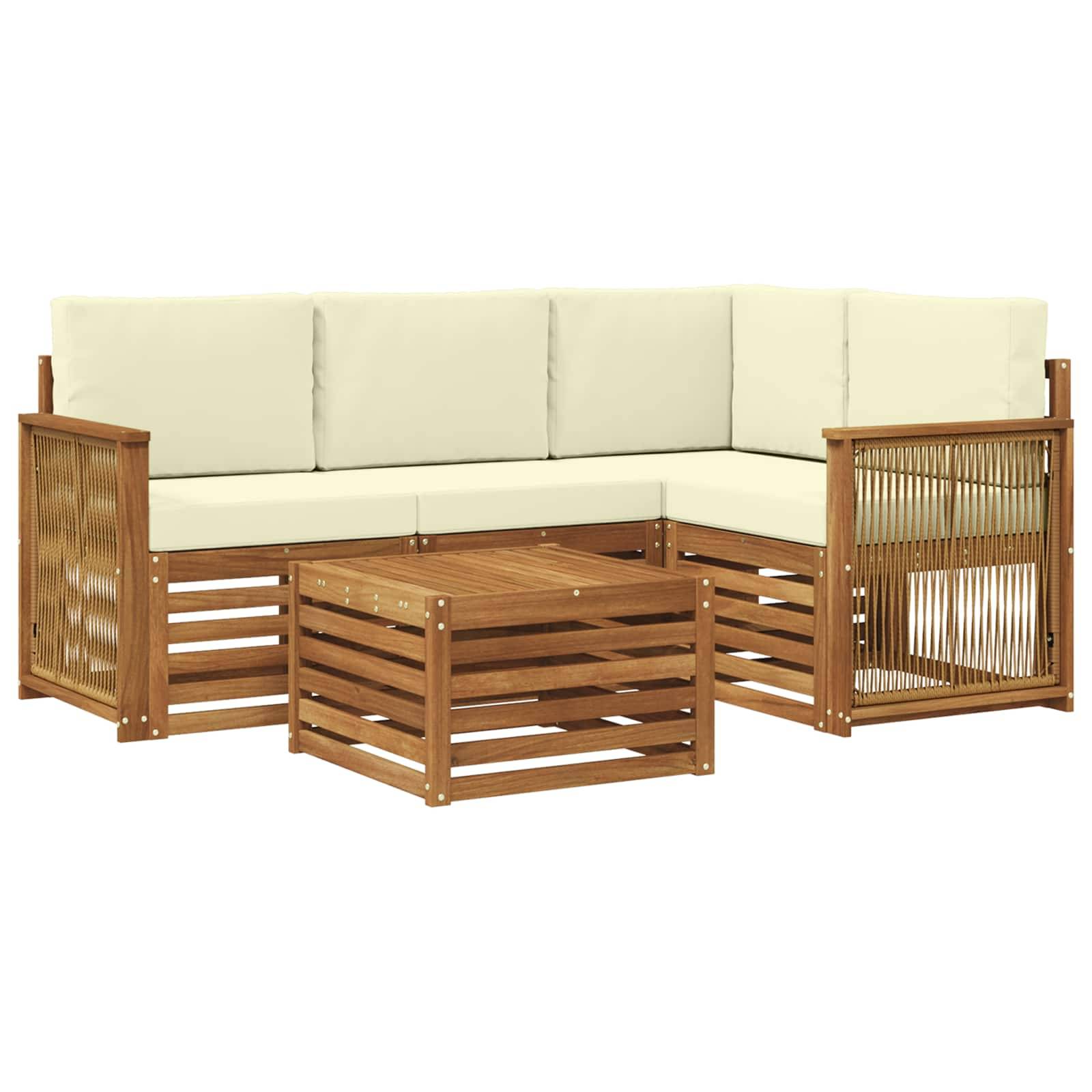 vidaXL Outdoor-Sofagarnitur 5 pcs Natur und Creme 59 x 59 x 37 cm