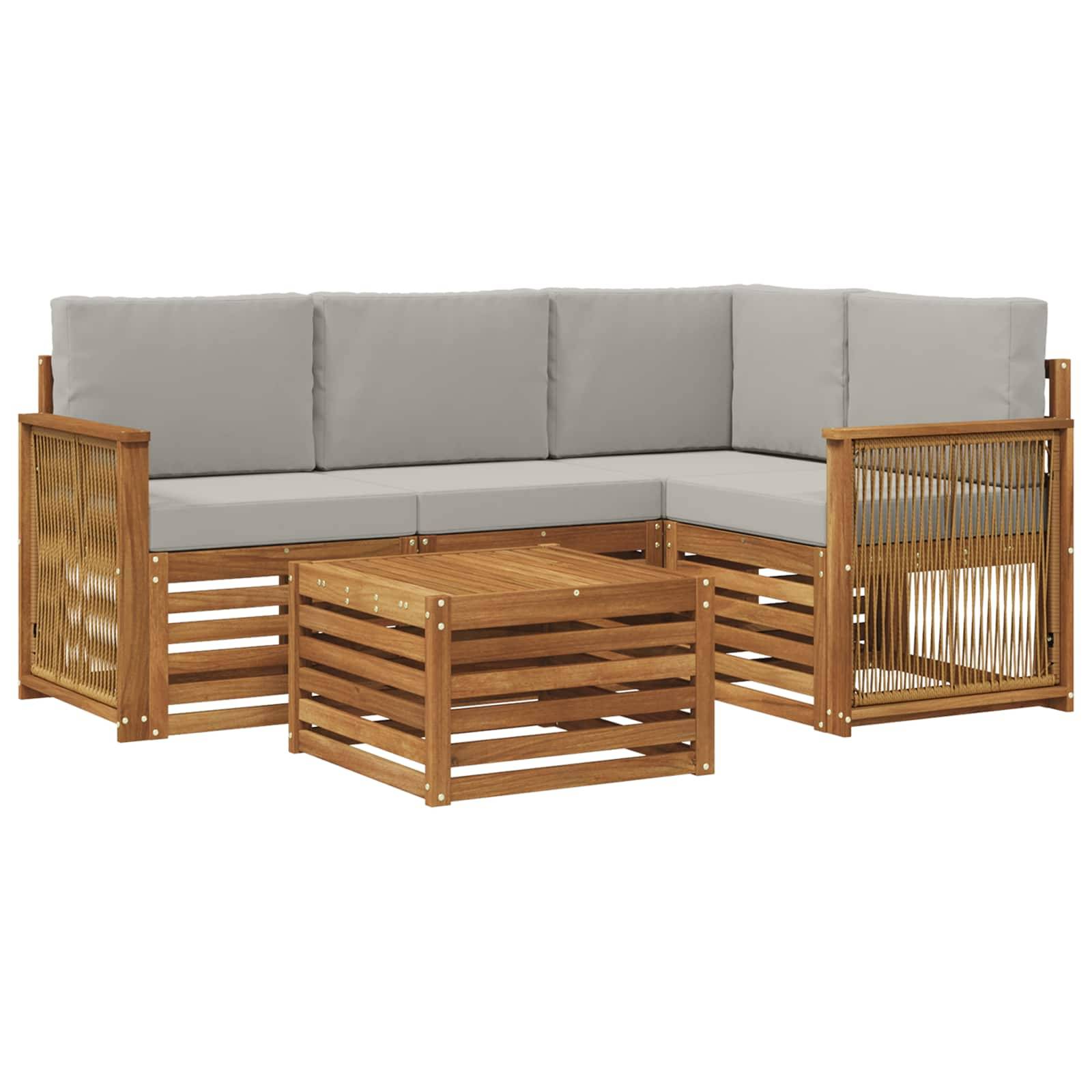 vidaXL Outdoor-Sofagarnitur 5 pcs Natürlich und Hellgrau