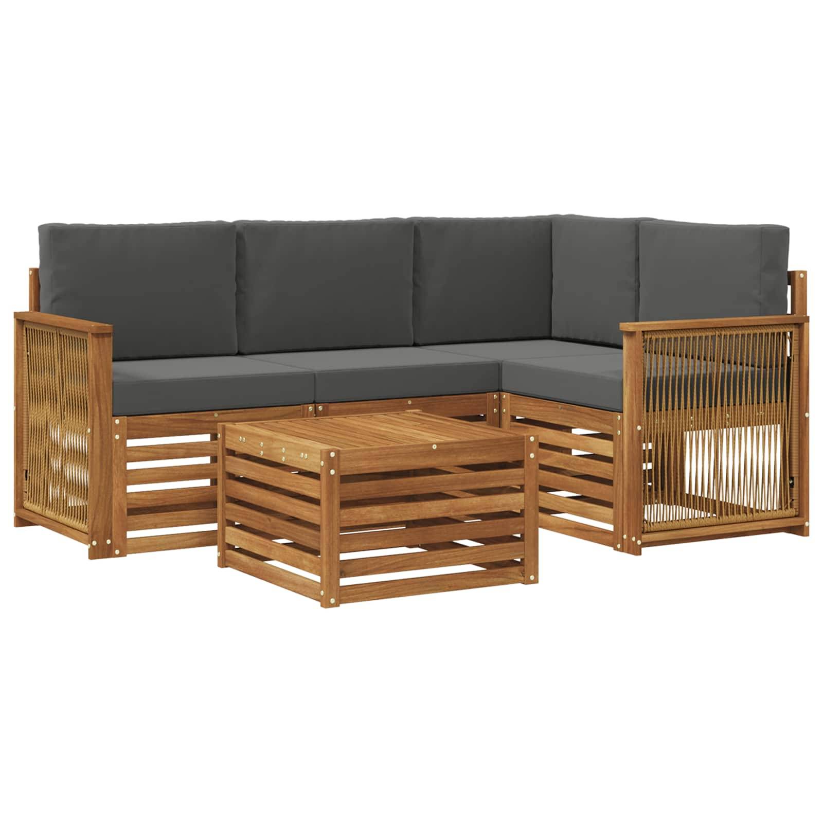 vidaXL Outdoor-Sofagarnitur 5 pcs Natur und Anthrazit 59 x 59 x 37 cm