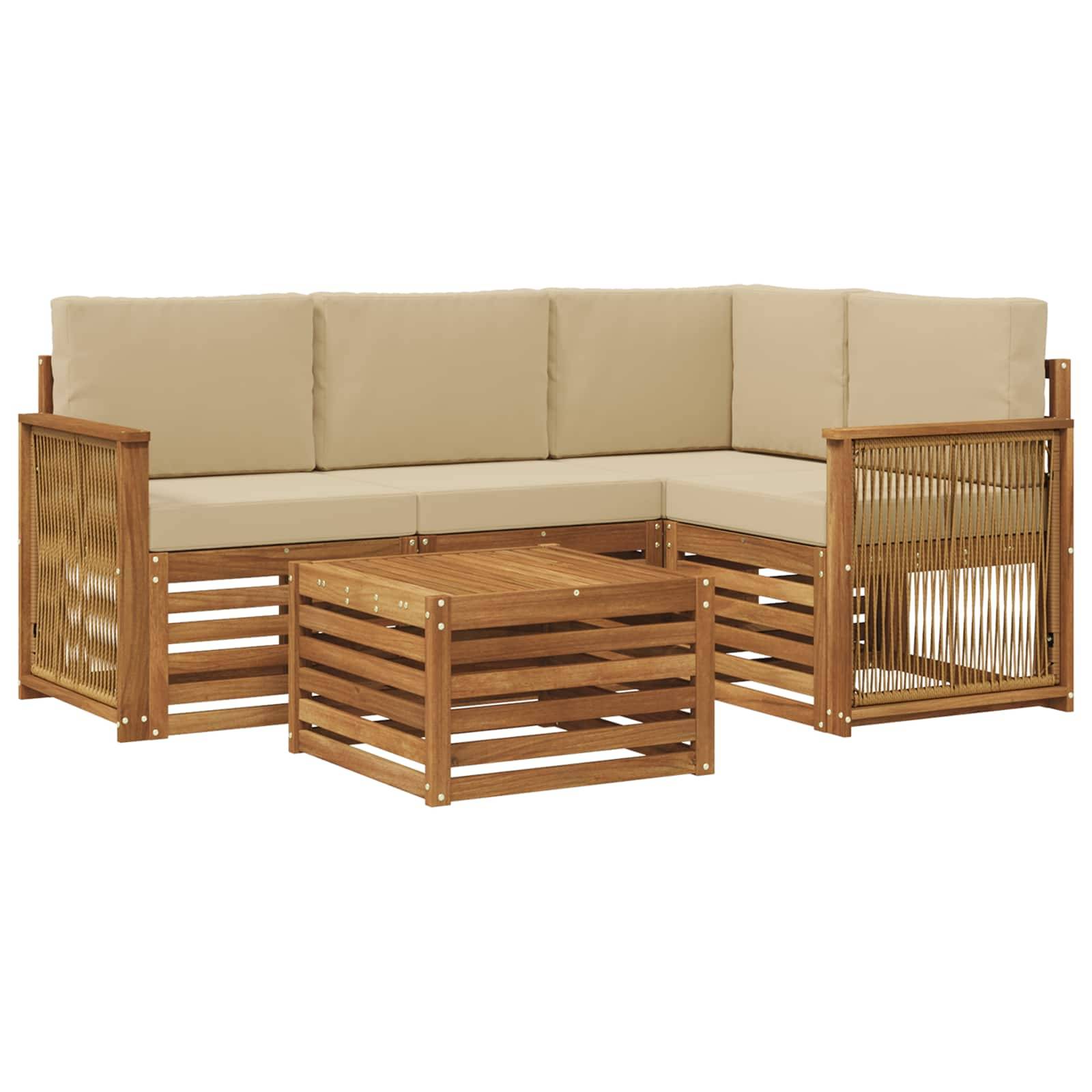 vidaXL Outdoor-Sofagarnitur 5 pcs Natur und Beige 59 x 59 x 37 cm