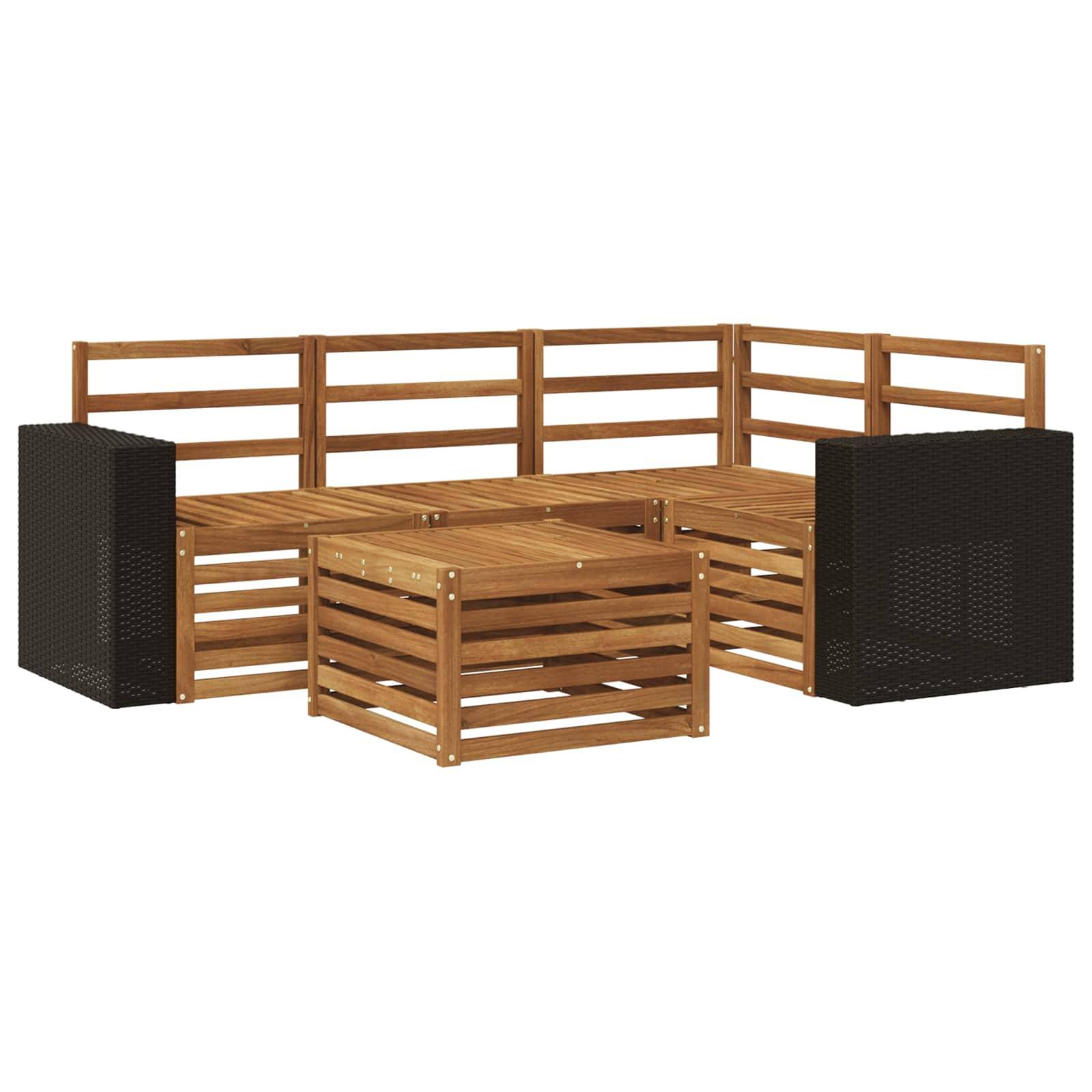vidaXL Outdoor-Sofagarnitur 5 pcs Natur 59 x 59 x 37 cm Polyester