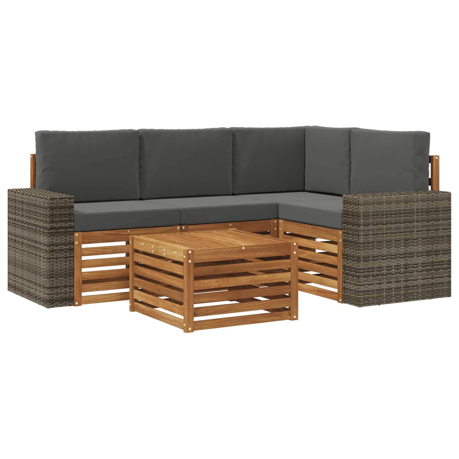 vidaXL Outdoor-Sofagarnitur 5 pcs Natur und Anthrazit 59 x 59 x 37 cm