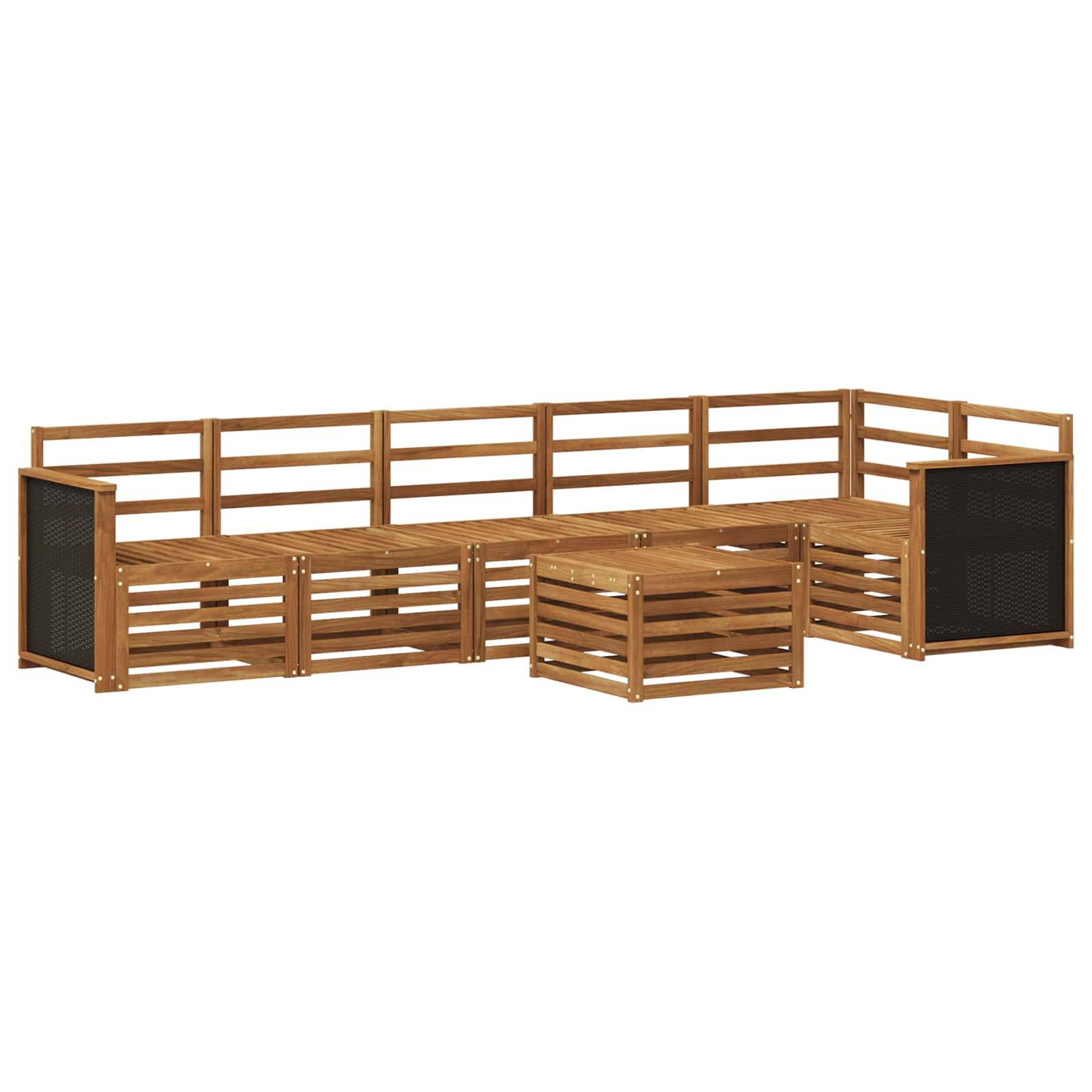 vidaXL Ecksofa Set 6 pcs Natur Massivholz Akazie