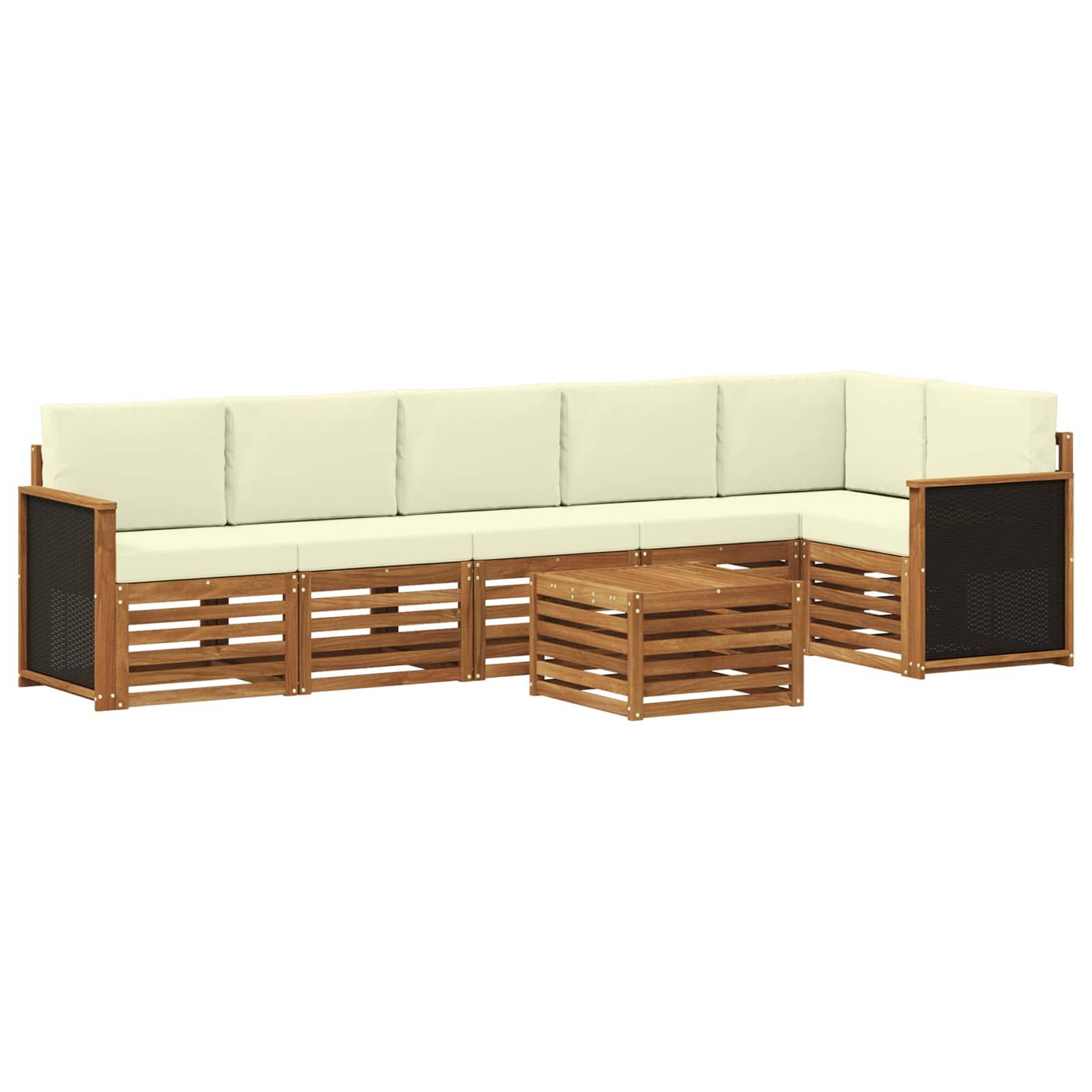 vidaXL Ecksofa Set mit Kissen 6 pcs Natur und Creme