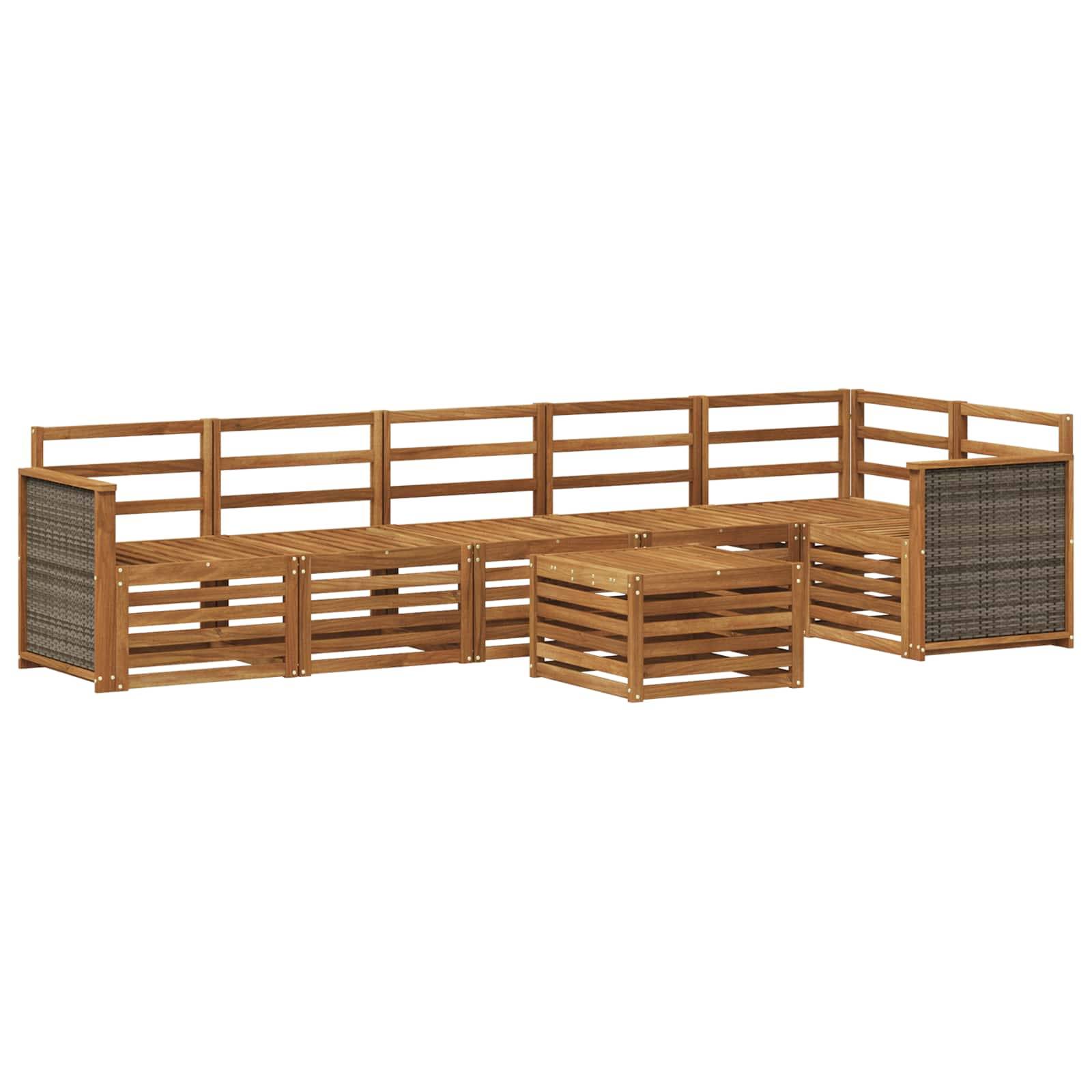 vidaXL Ecksofa Set 6 pcs Natur Massivholz Akazie