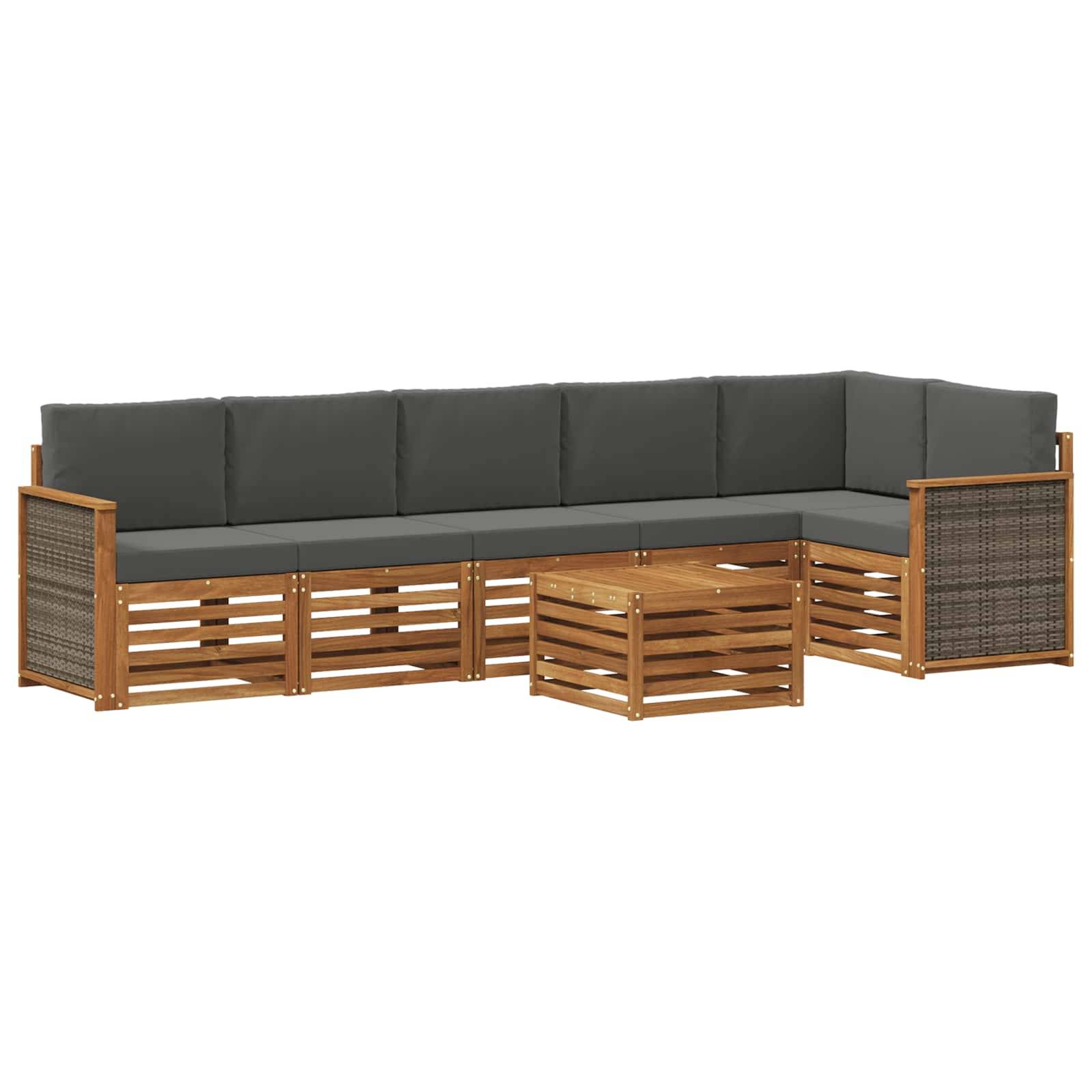 vidaXL Ecksofa Set mit Kissen 6 pcs Natur und Anthrazit