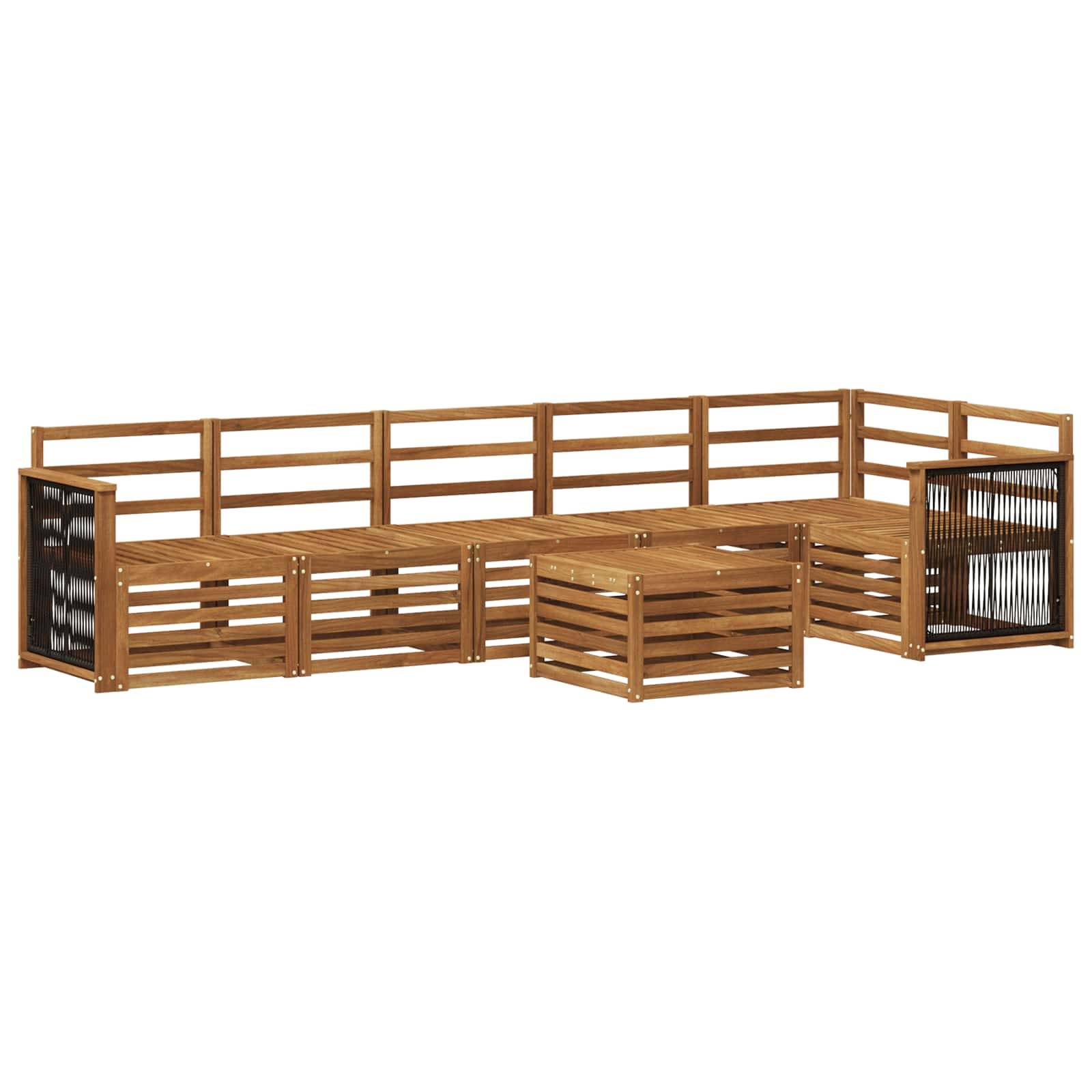 vidaXL Ecksofa Set 6 pcs Natur Massivholz Akazie