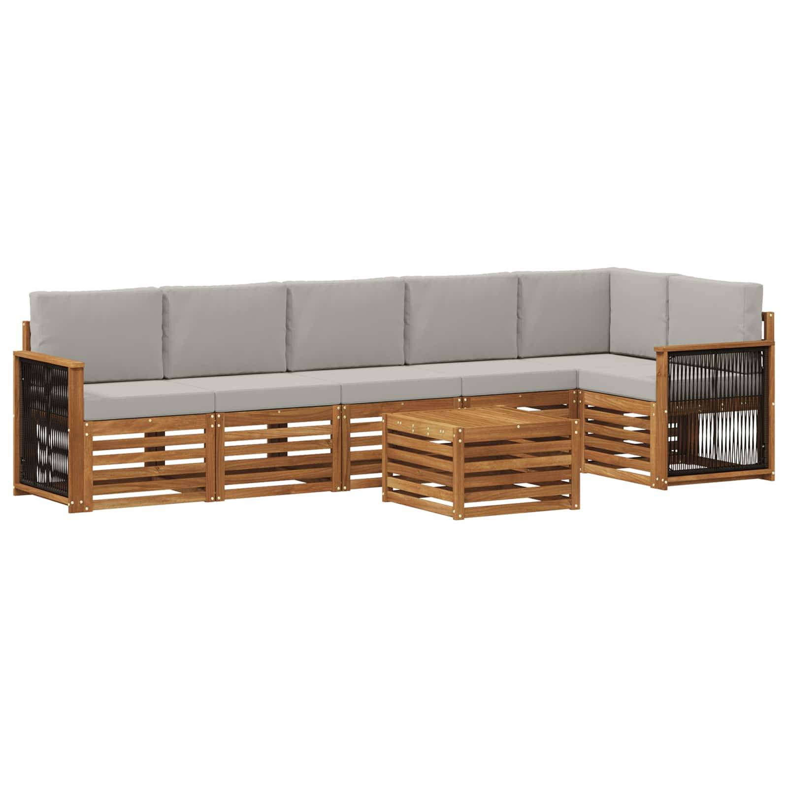 vidaXL Ecksofa Set mit Kissen 6 pcs Natürlich und Hellgrau