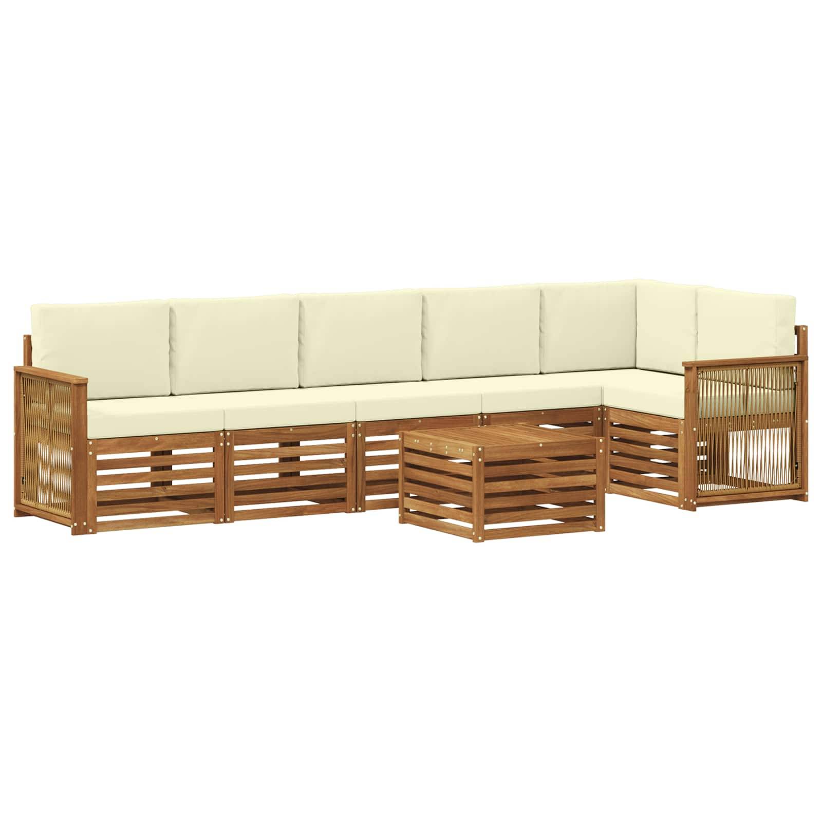 vidaXL Ecksofa Set mit Kissen 6 pcs Natur und Creme