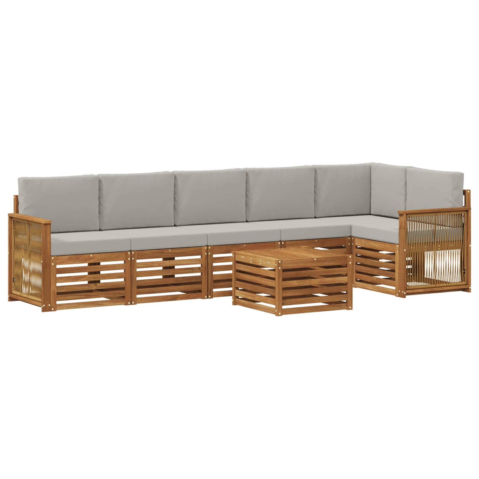 vidaXL Ecksofa Set mit Kissen 6 pcs Natürlich und Hellgrau