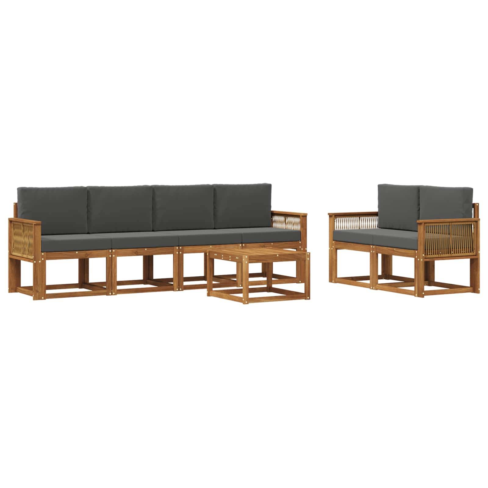vidaXL Outdoor-Sofagarnitur 7 pcs Natur und Anthrazit Polyester