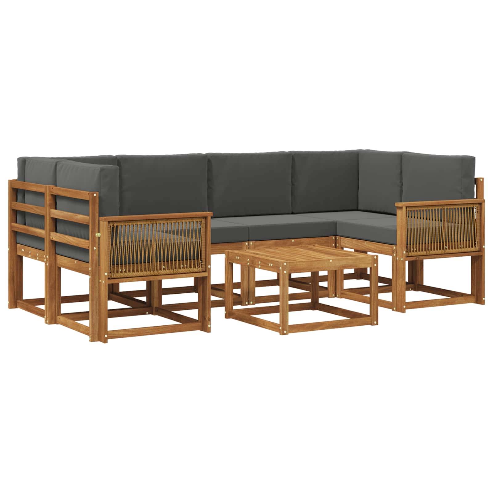vidaXL Outdoor-Sofagarnitur 7 pcs Natur und Anthrazit Polyester