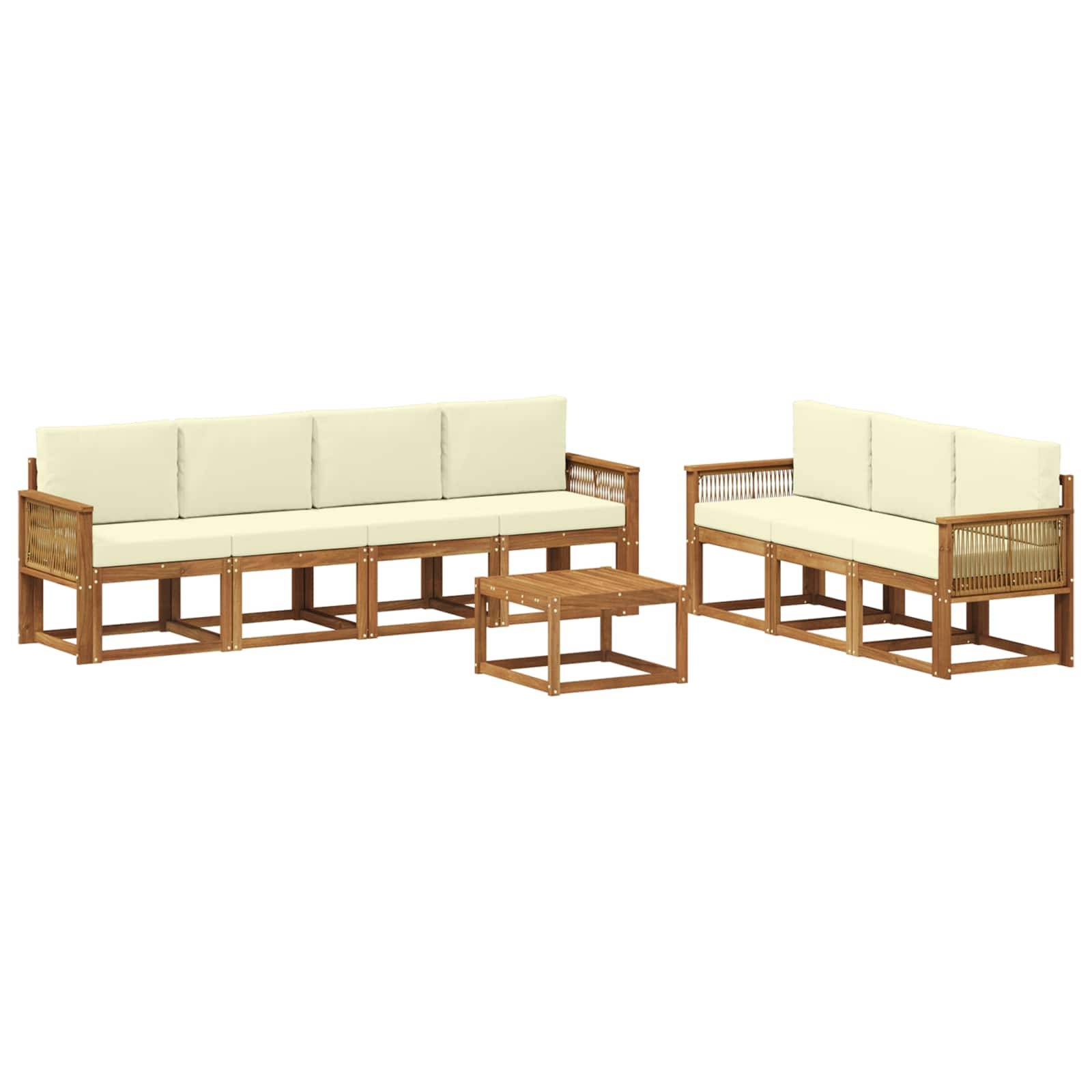 vidaXL Outdoor-Sofagarnitur mit Kissen 8 pcs Natur und Creme Polyester