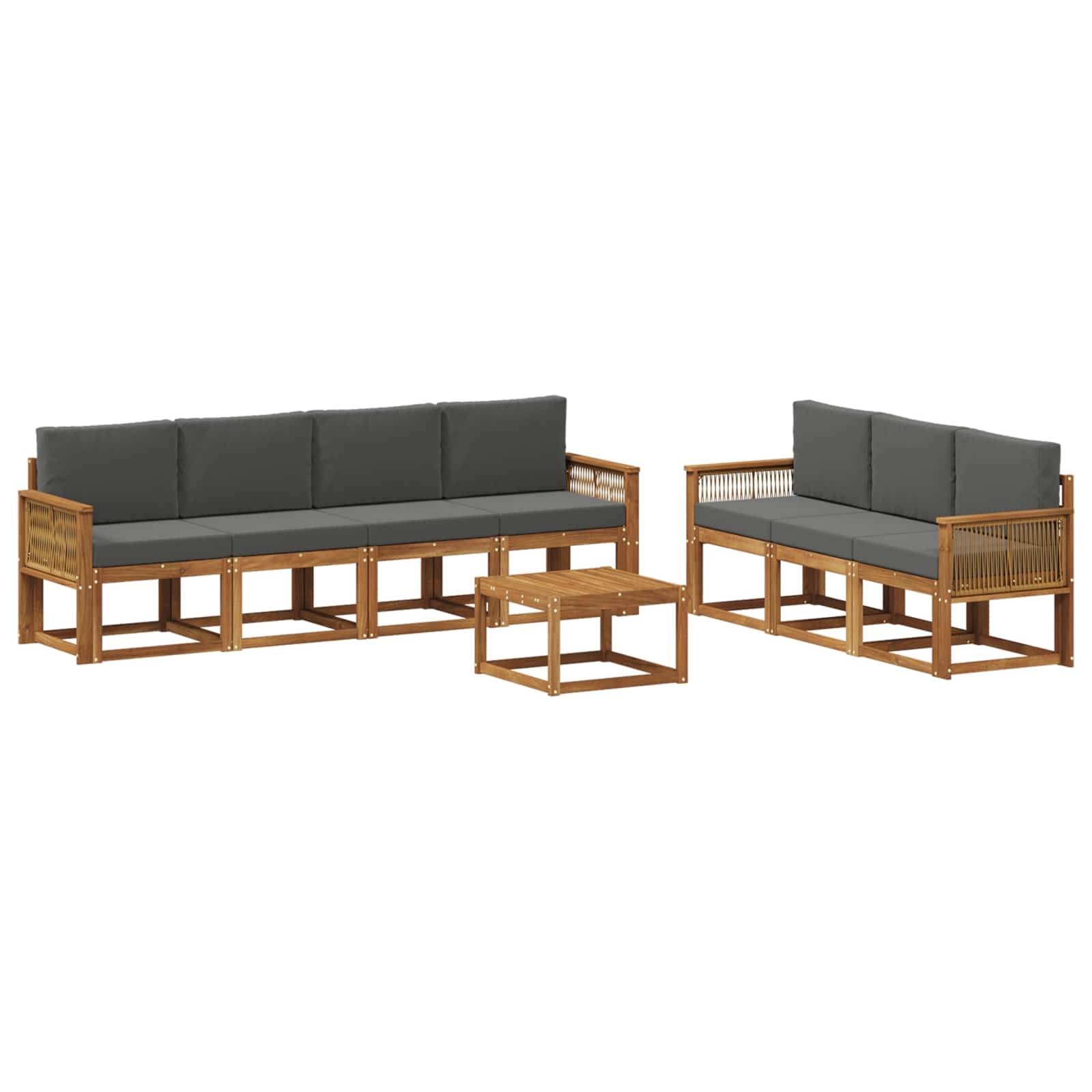 vidaXL Outdoor-Sofagarnitur 8 pcs Natur und Anthrazit Polyester