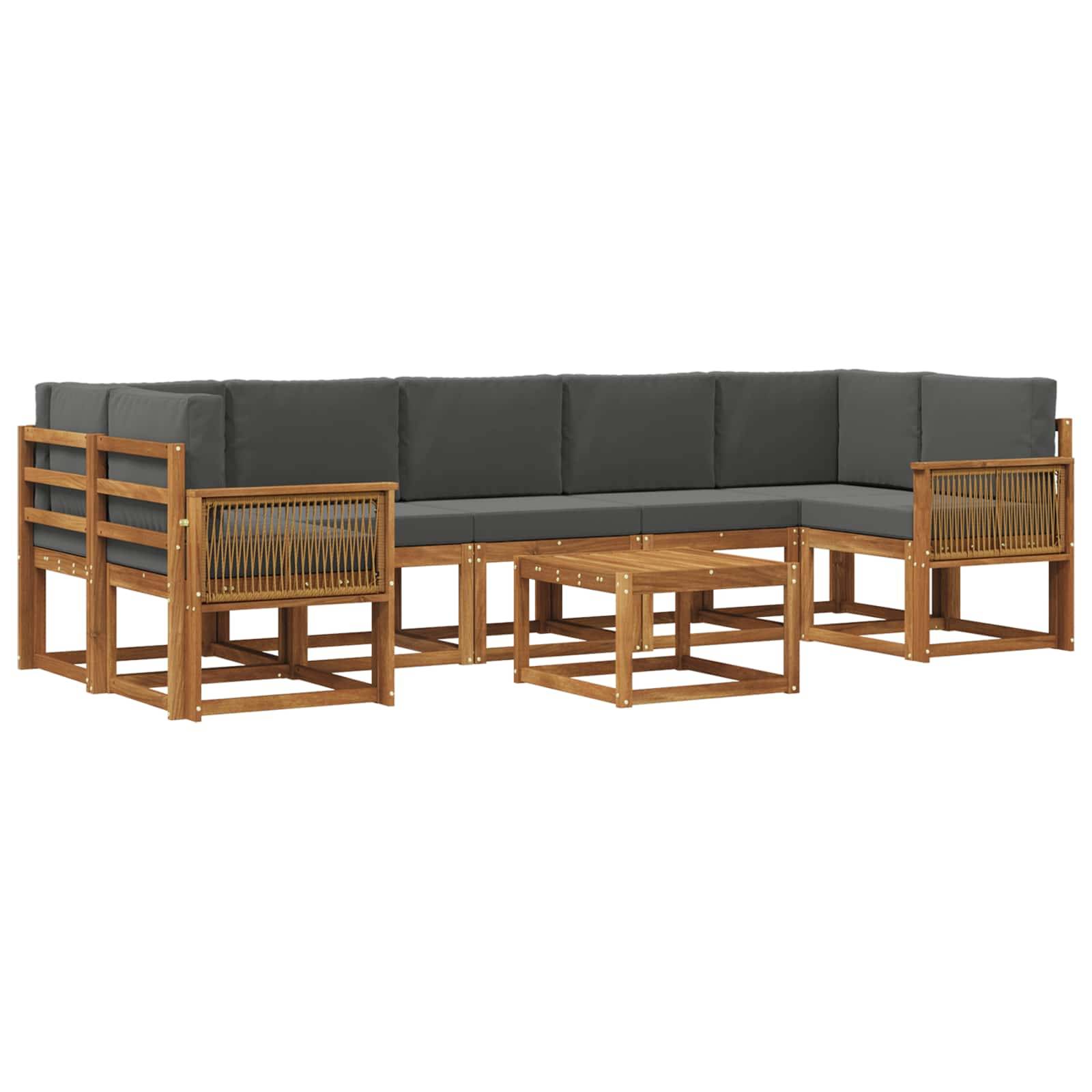 vidaXL Outdoor-Sofagarnitur 8 pcs Natur und Anthrazit Polyester