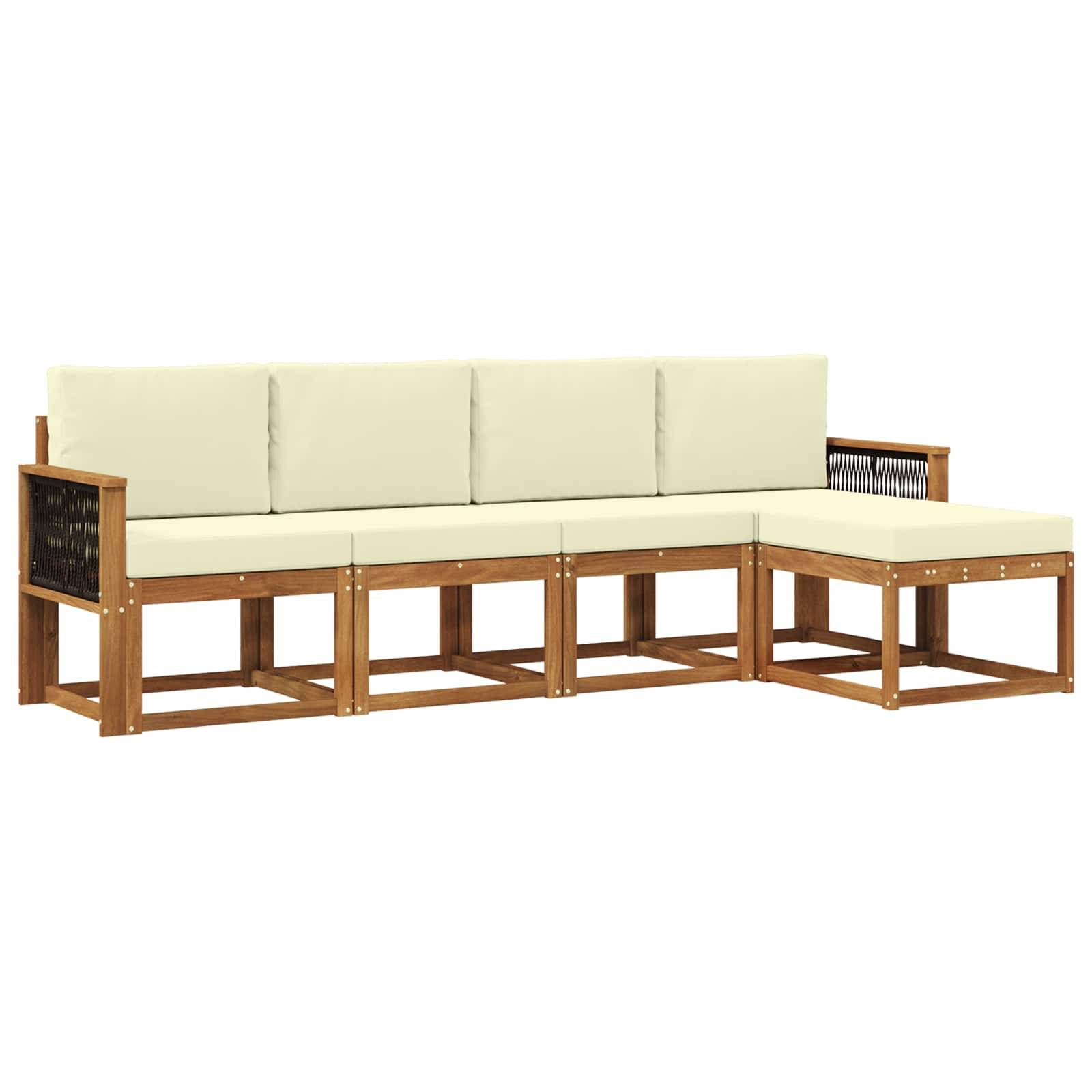 vidaXL Outdoor-Sofagarnitur 5 pcs Natur und Creme Polyester