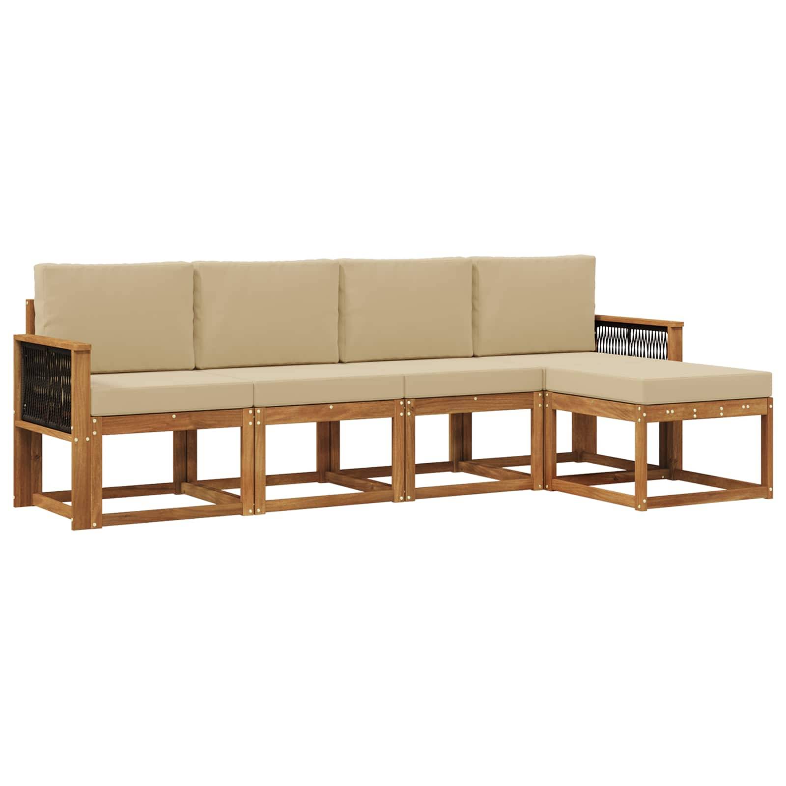 vidaXL Outdoor-Sofagarnitur 5 pcs Natur und Beige Polyester