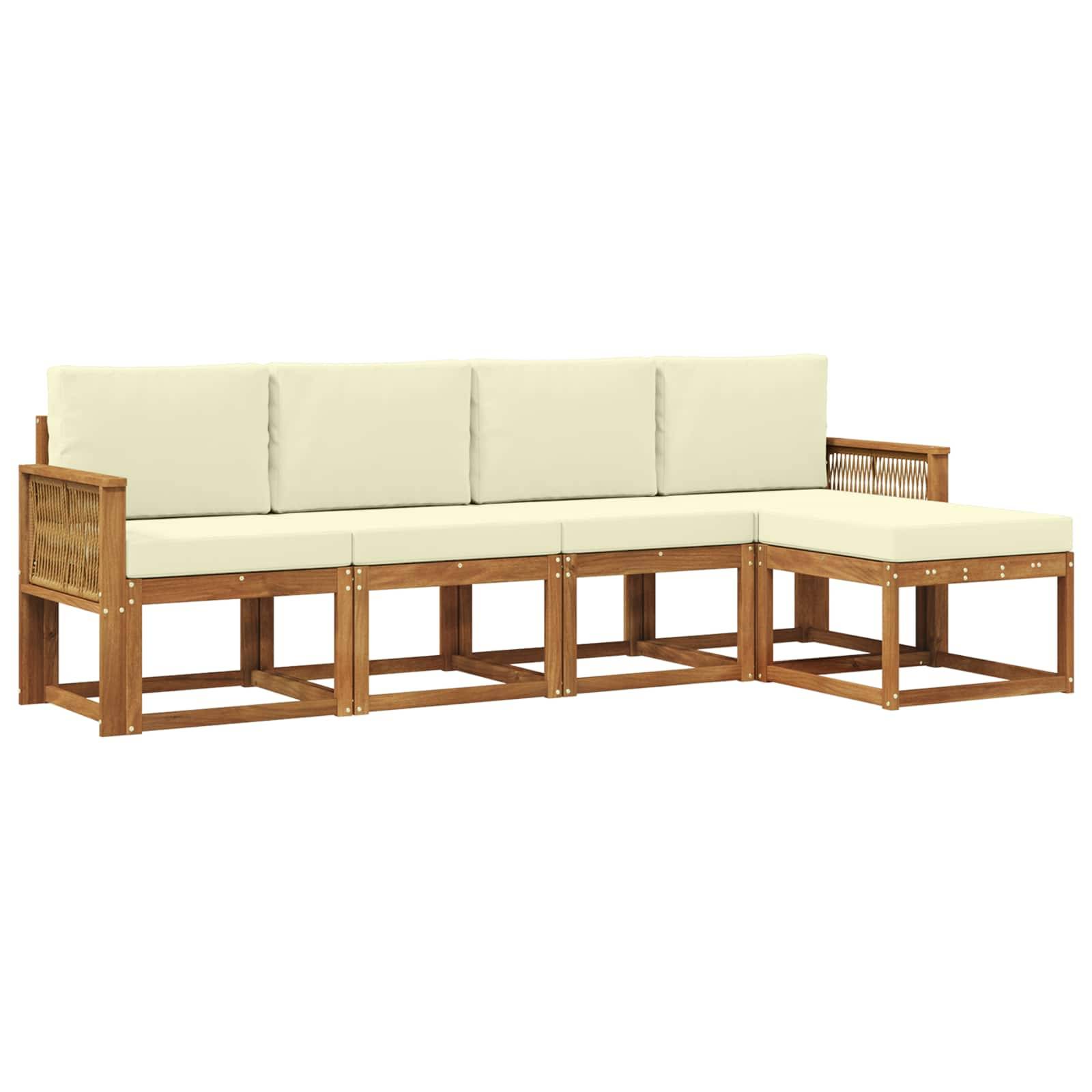 vidaXL Outdoor-Sofagarnitur 5 pcs Natur und Creme Polyester