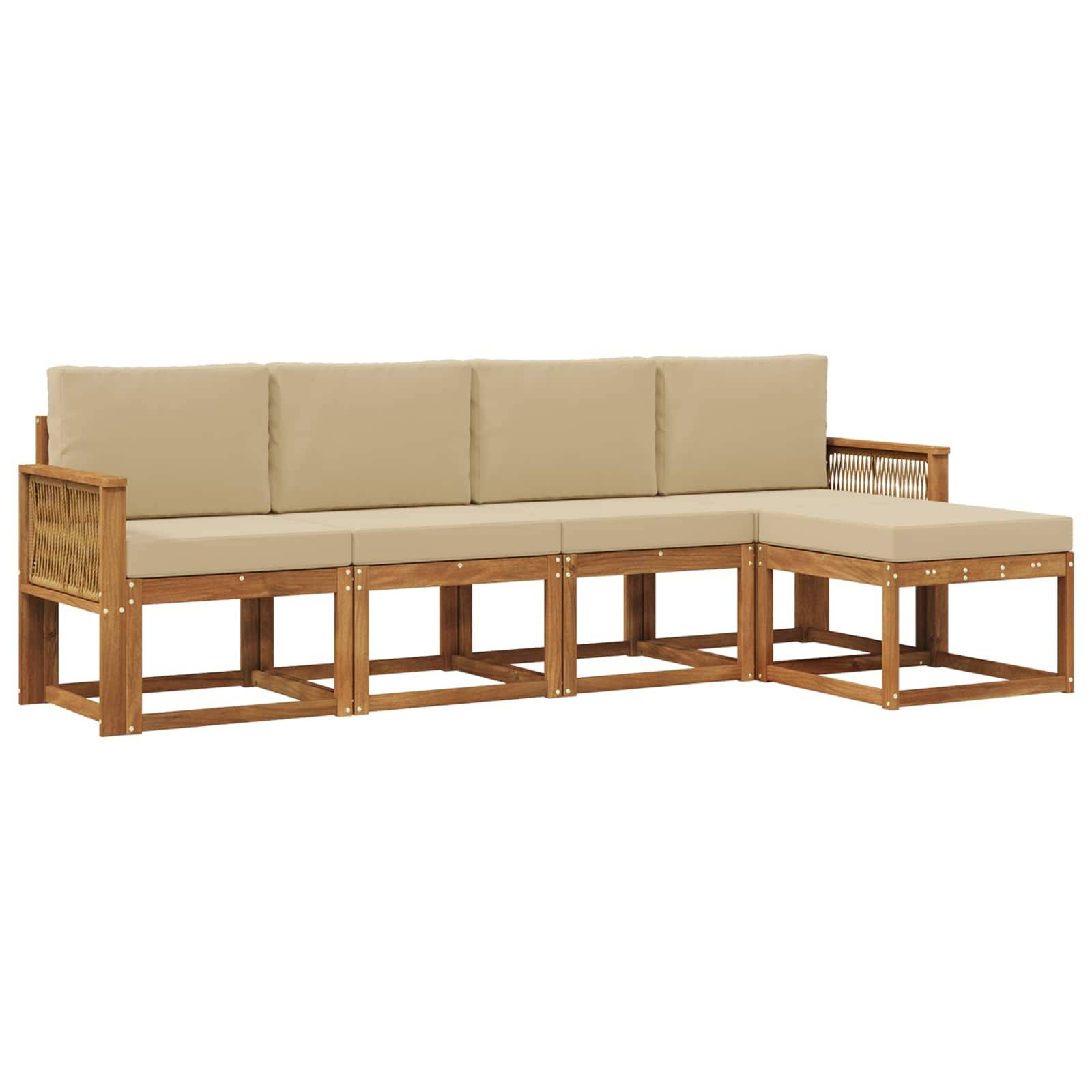 vidaXL Outdoor-Sofagarnitur 5 pcs Natur und Beige Polyester