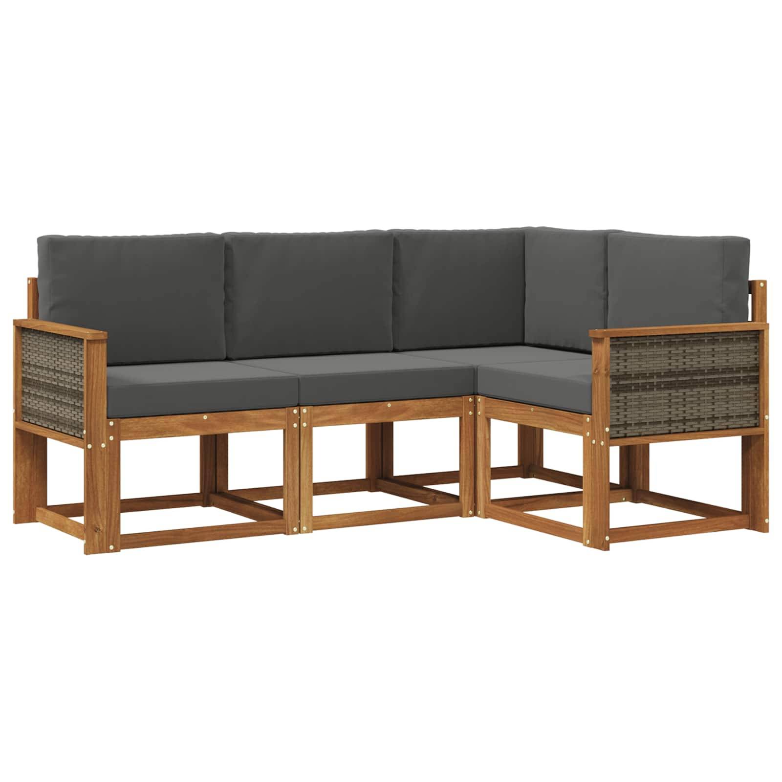 vidaXL Outdoor-Sofagarnitur 4 pcs Natur und Anthrazit Polyester