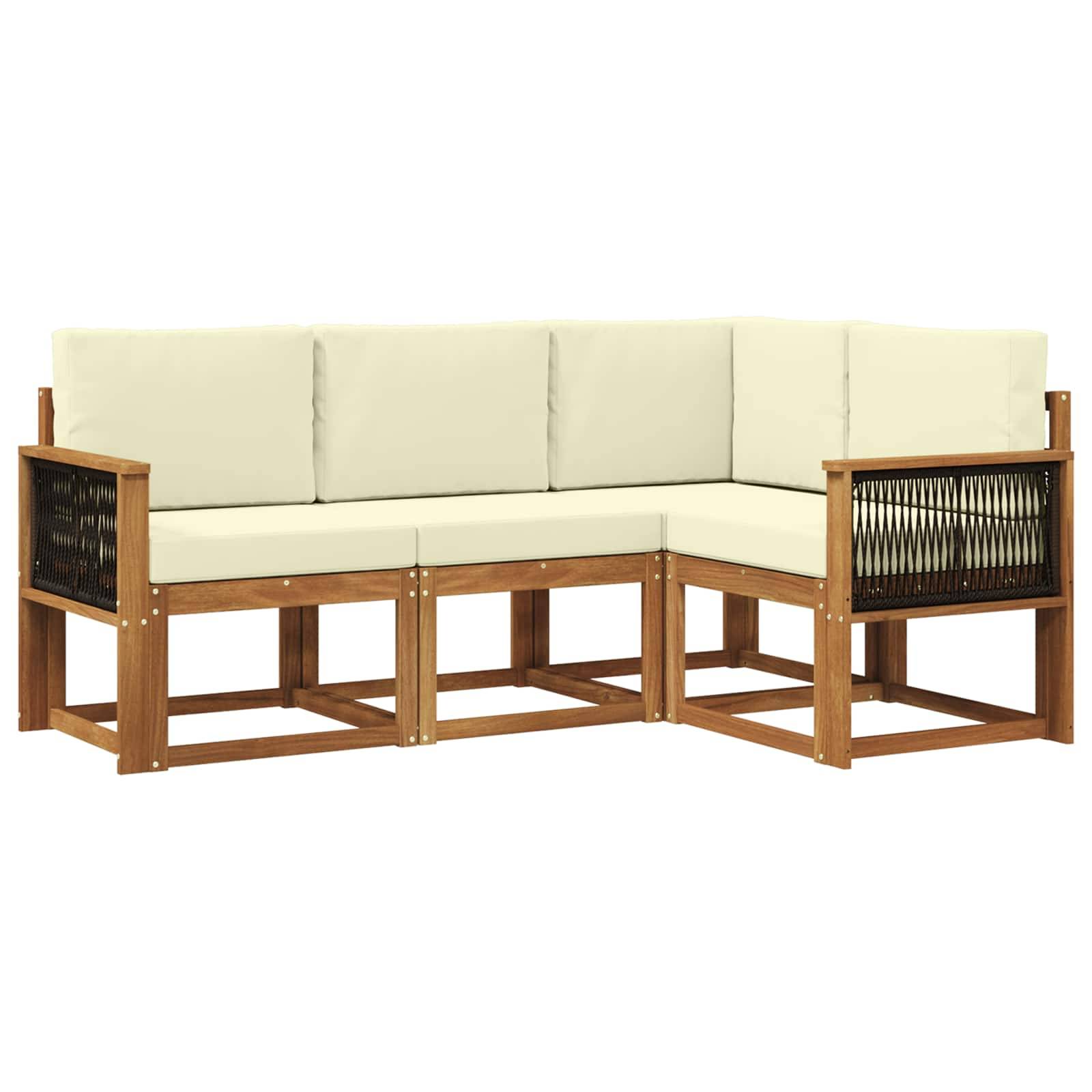 vidaXL Outdoor-Sofagarnitur mit Kissen 4 pcs Natur und Creme Polyester