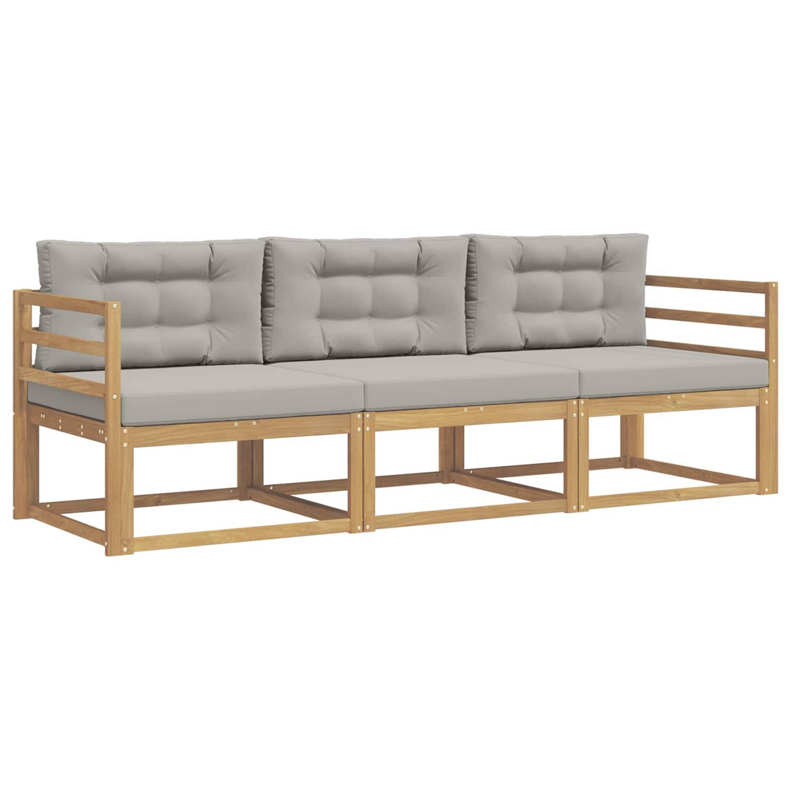 vidaXL Outdoor-Sofagarnitur 3 pcs Weiß und Hellgrau Polyester