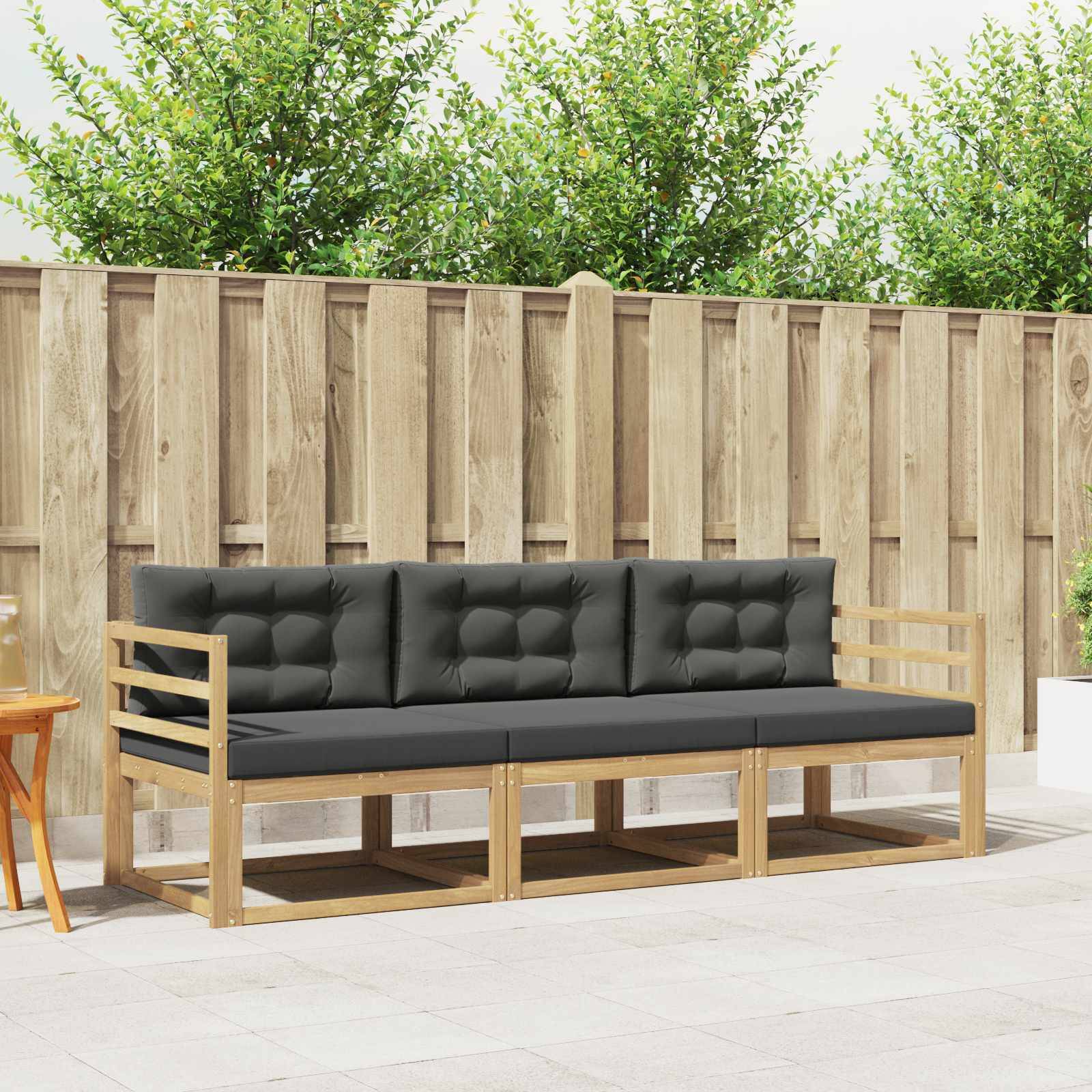 vidaXL Outdoor-Sofagarnitur 3 pcs Weiß und Anthrazit Polyester