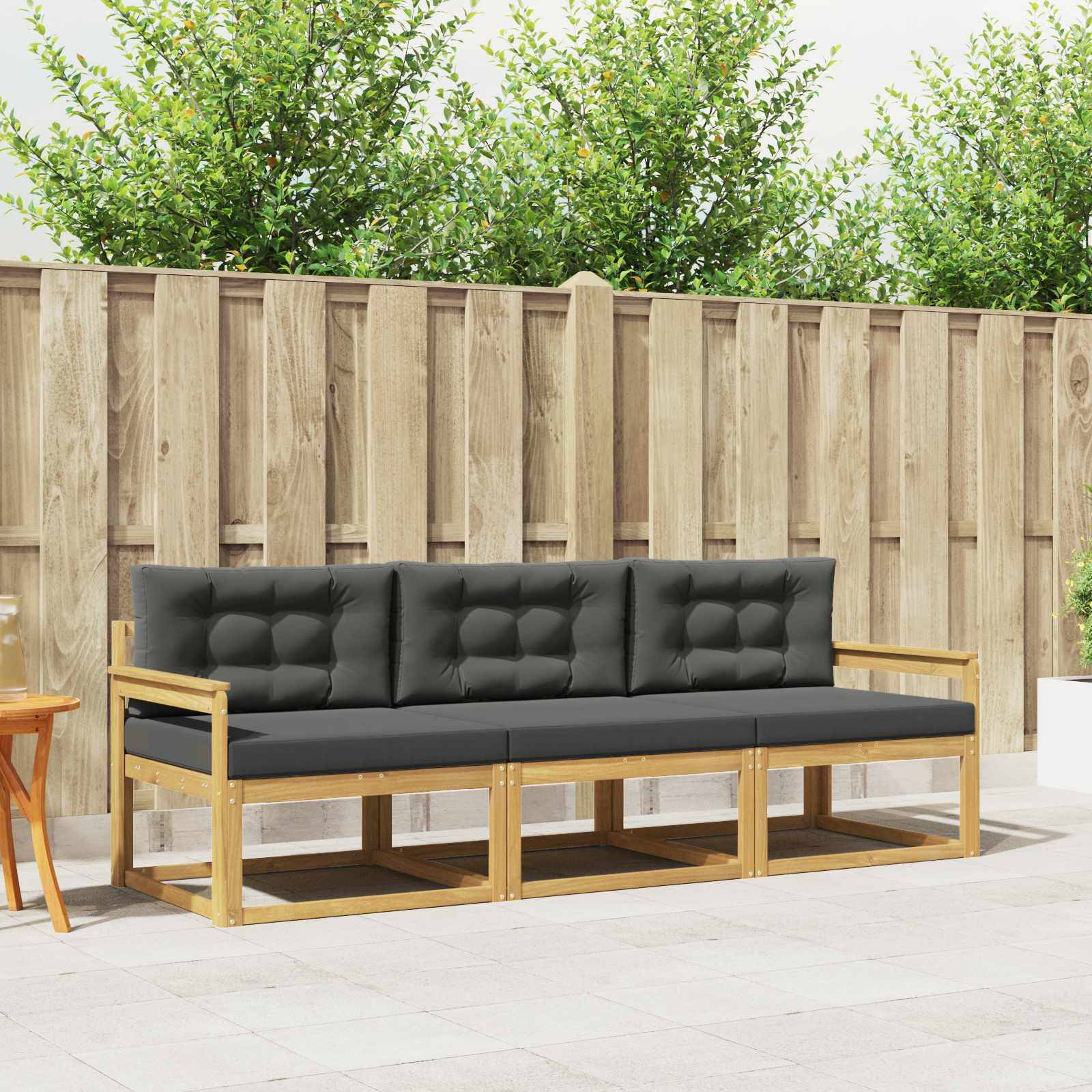 vidaXL Outdoor-Sofagarnitur 3 pcs Weiß und Anthrazit Polyester