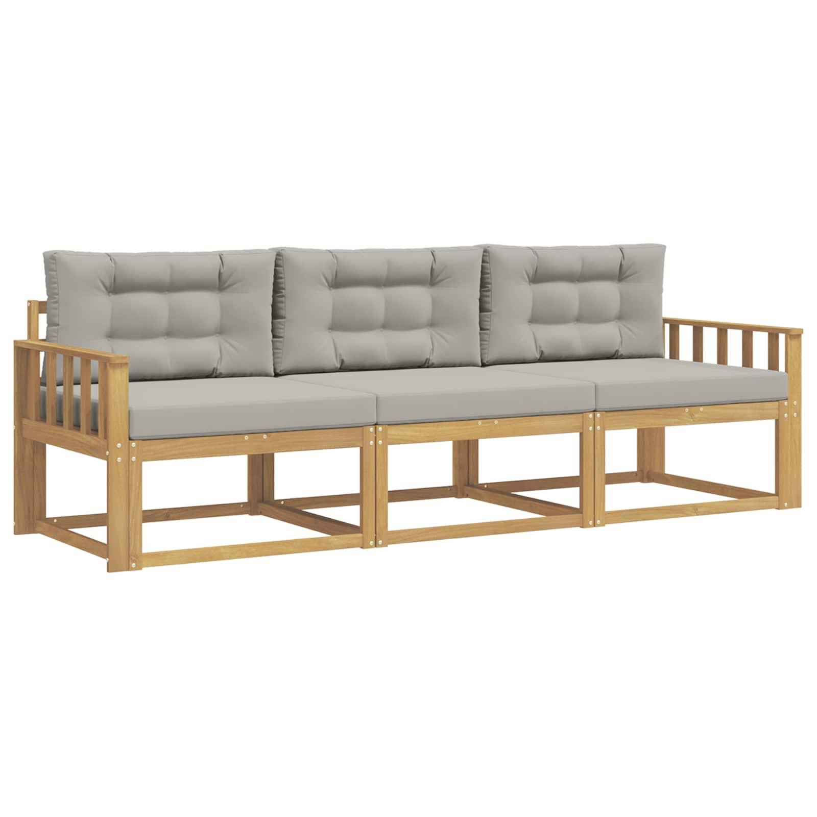 vidaXL Outdoor-Sofagarnitur 3 pcs Weiß und Hellgrau Polyester