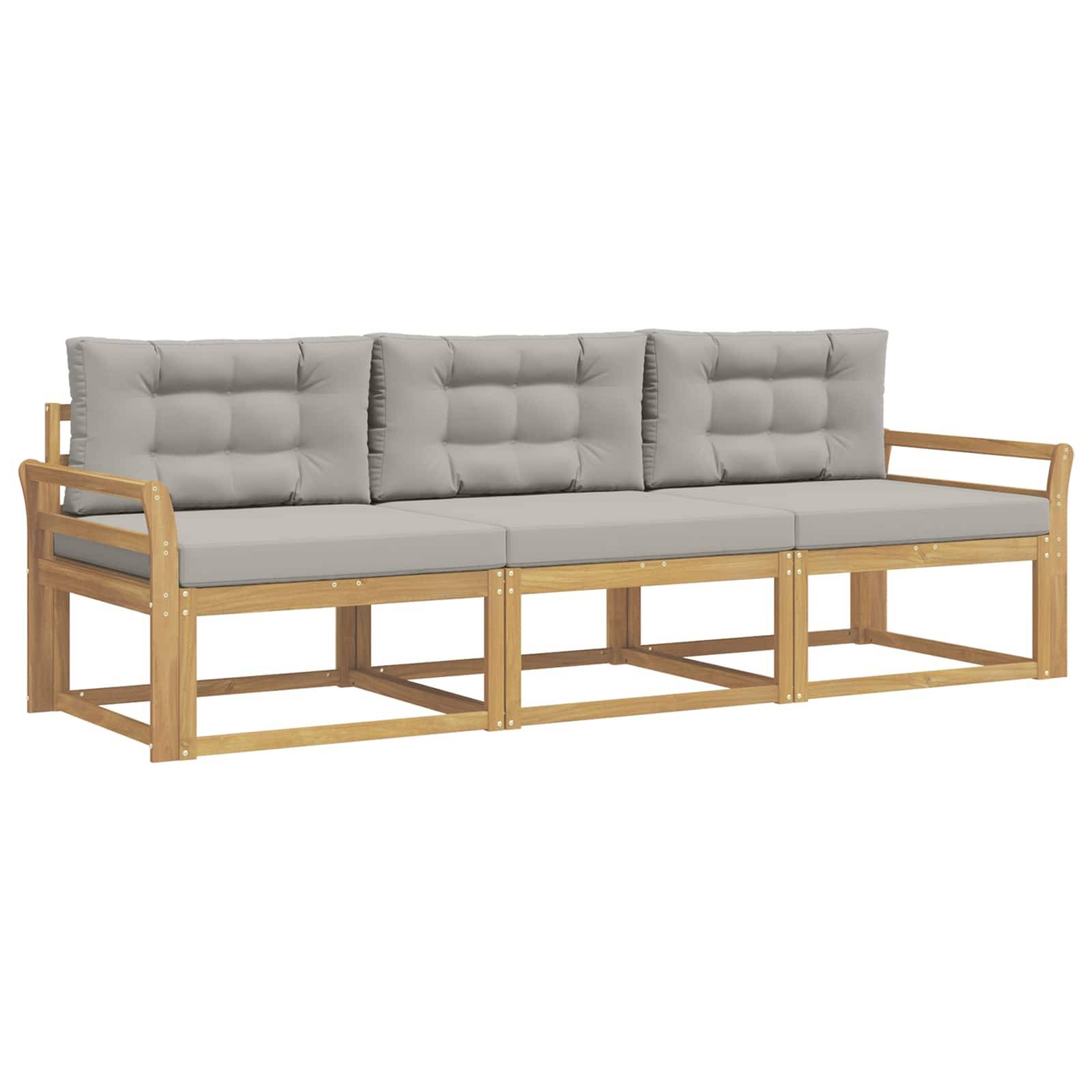 vidaXL Outdoor-Sofagarnitur 3 pcs Weiß und Hellgrau Polyester